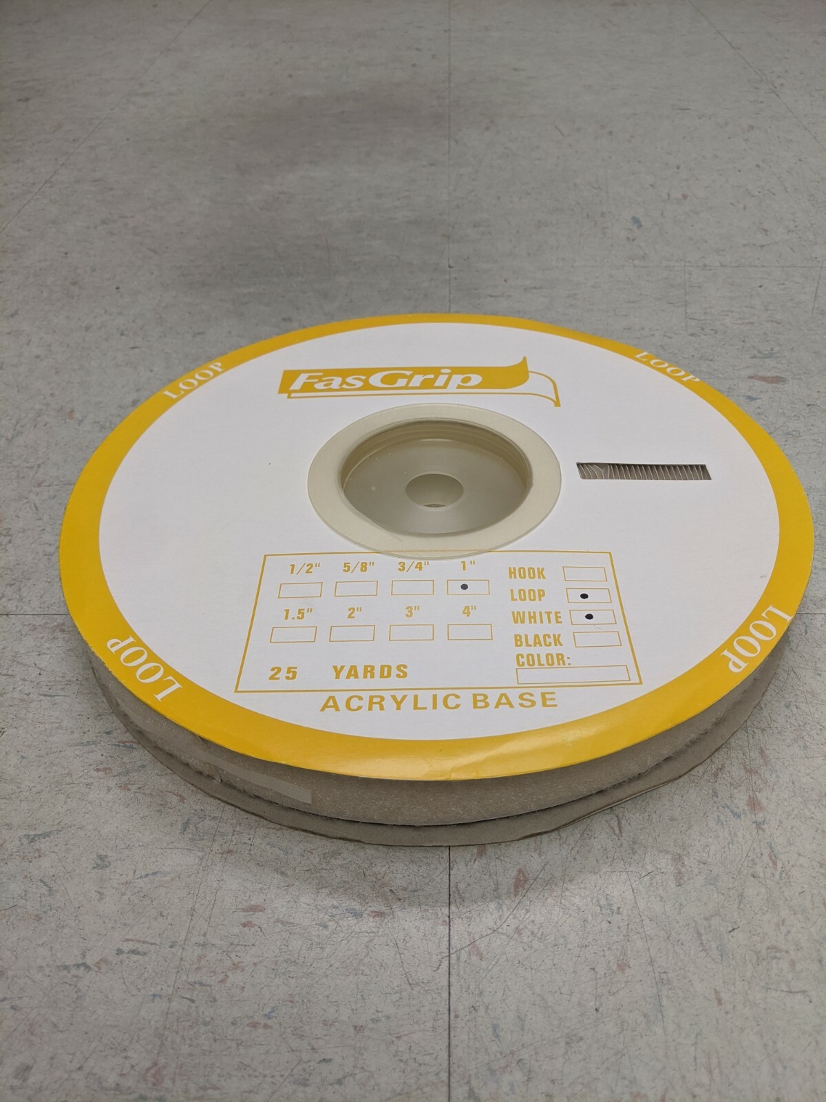 Roll of Acrylic Adhesive-Back Hook & Loop / 1" & 2"/ Black or White
