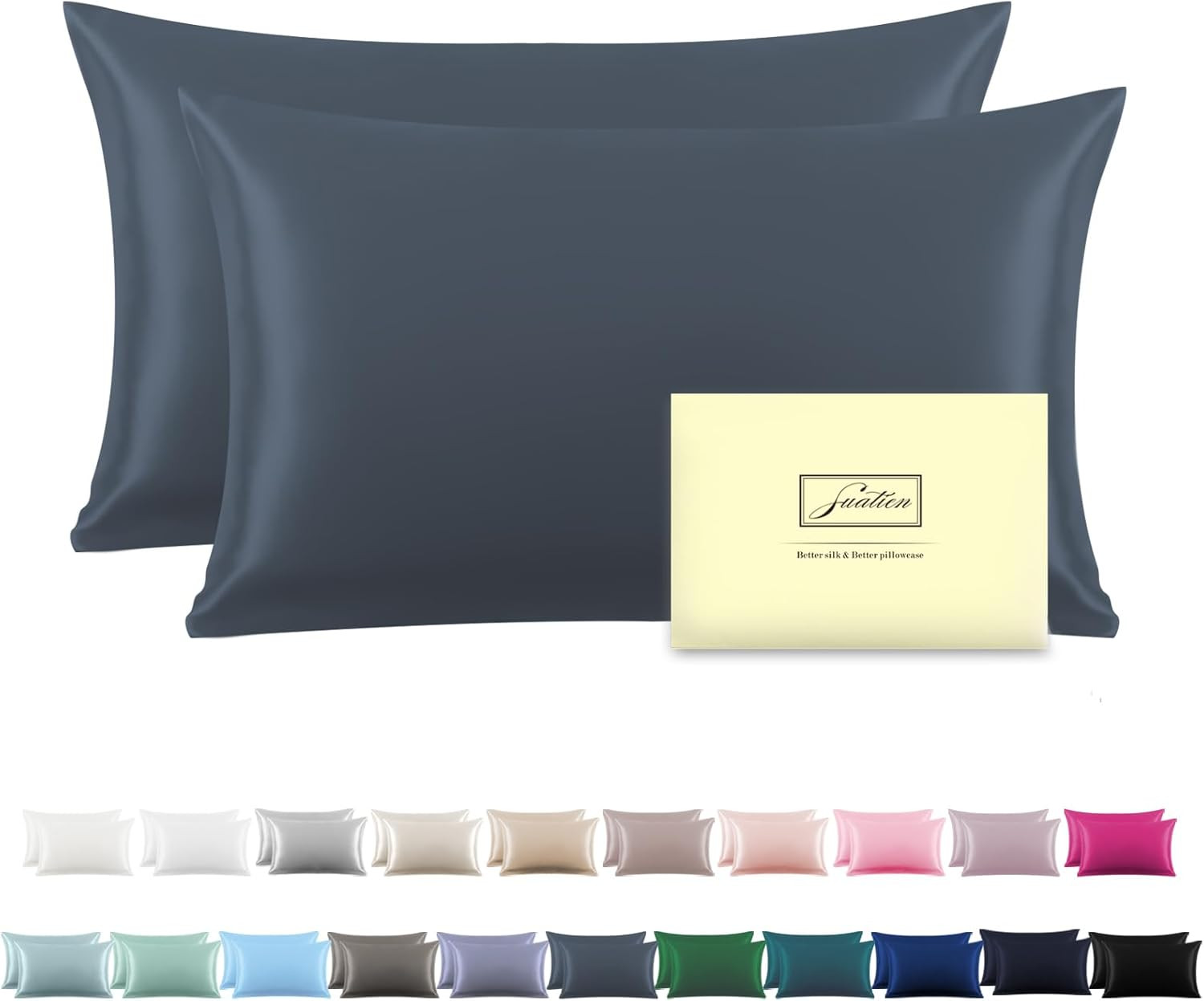 Silk Pillow Cases 2 Pack Soft Breathable and Sliky Standard Size Pillow Cases Se