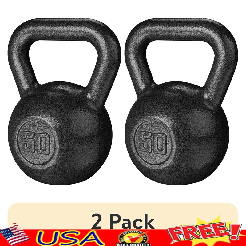 50LB Kettlebell Cast Iron Weight Fitness Equipment Strength Training Workouts US