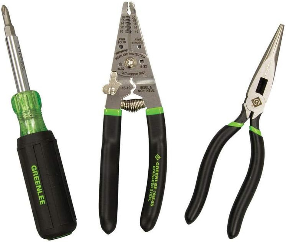3-Piece Electrician Tool Kit: Wire Stripper, Multi-Tool & Long Nose Pliers