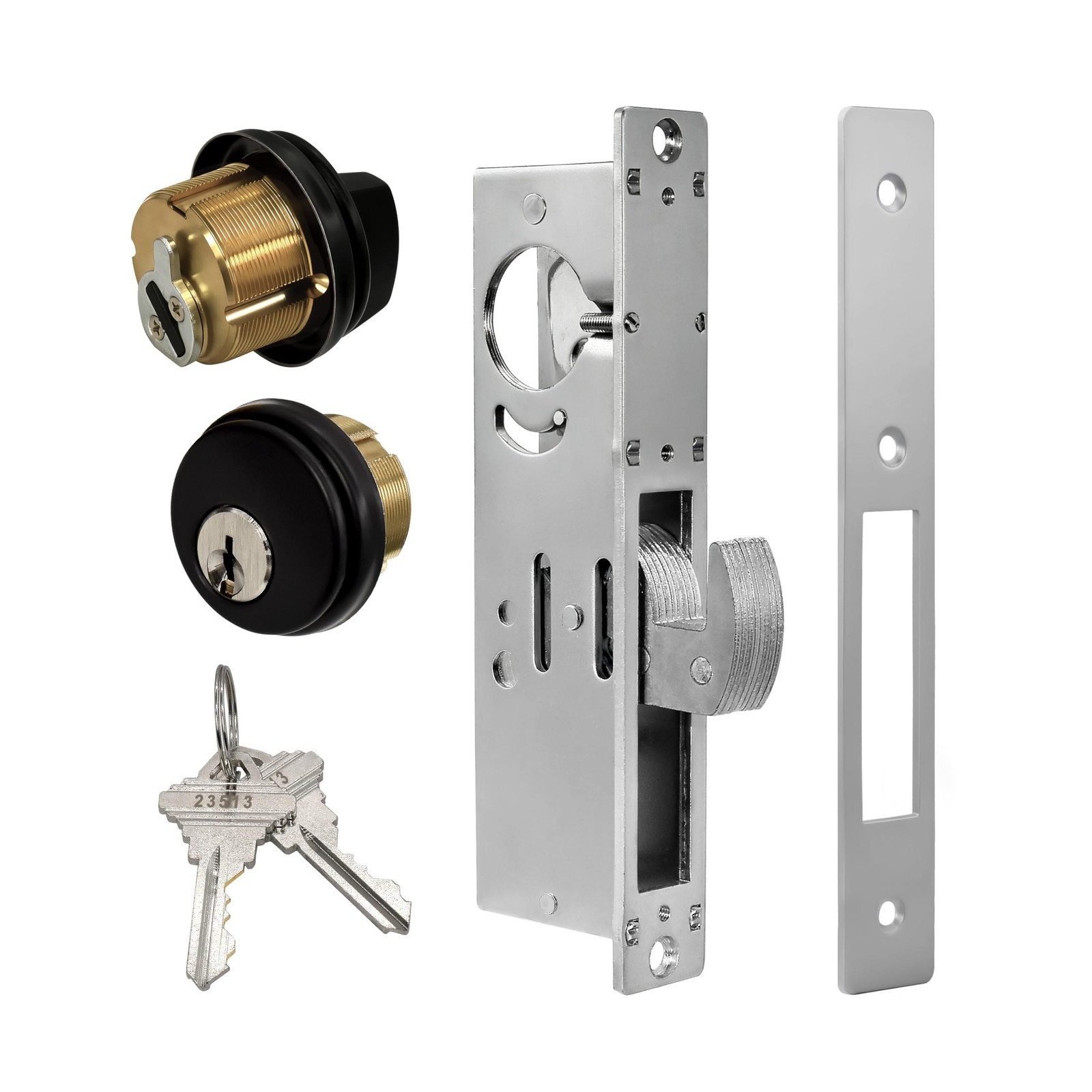 Storefront Door Lock Commercial Mortise Hook Bolt, Solid Brass Cylinder with ...