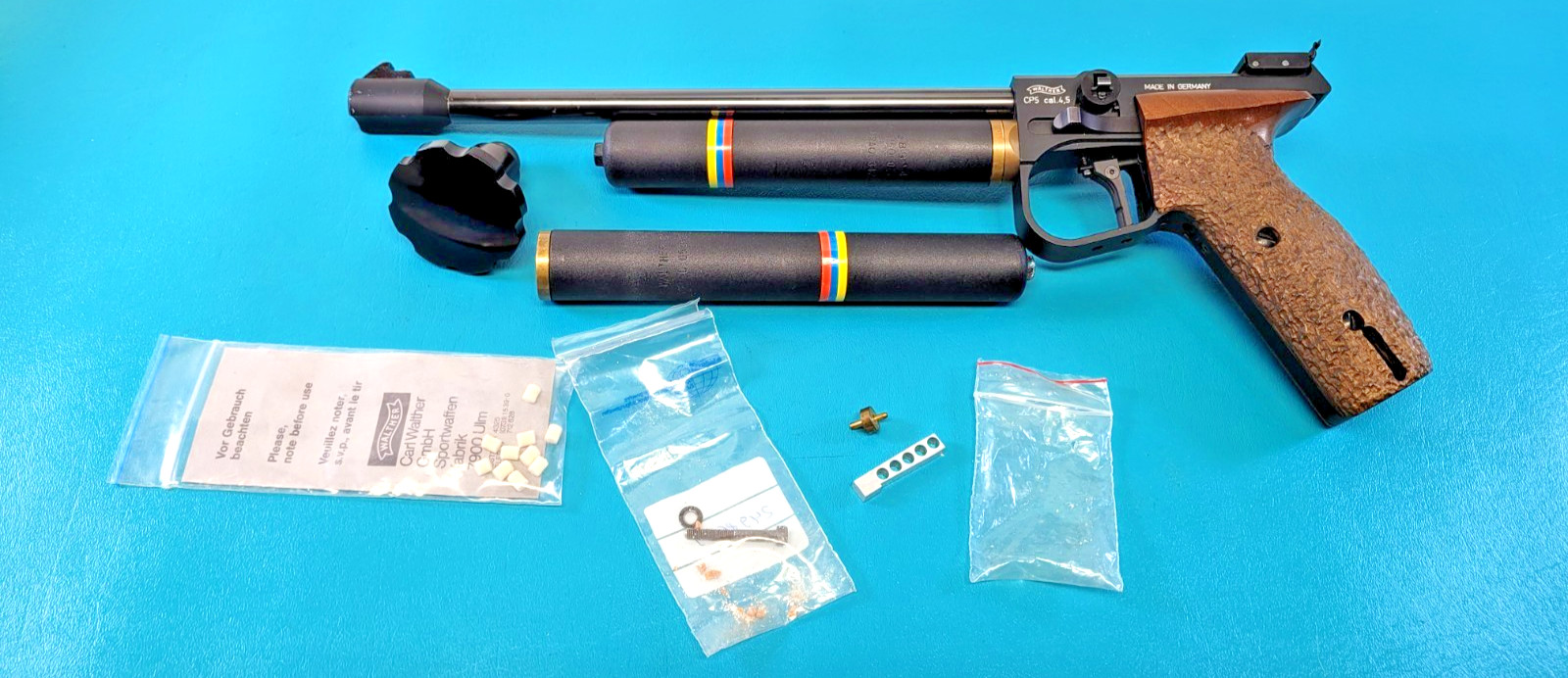 German Walther CP5 Air Pistol CO2 Match Target Model + Factory Case + Extras