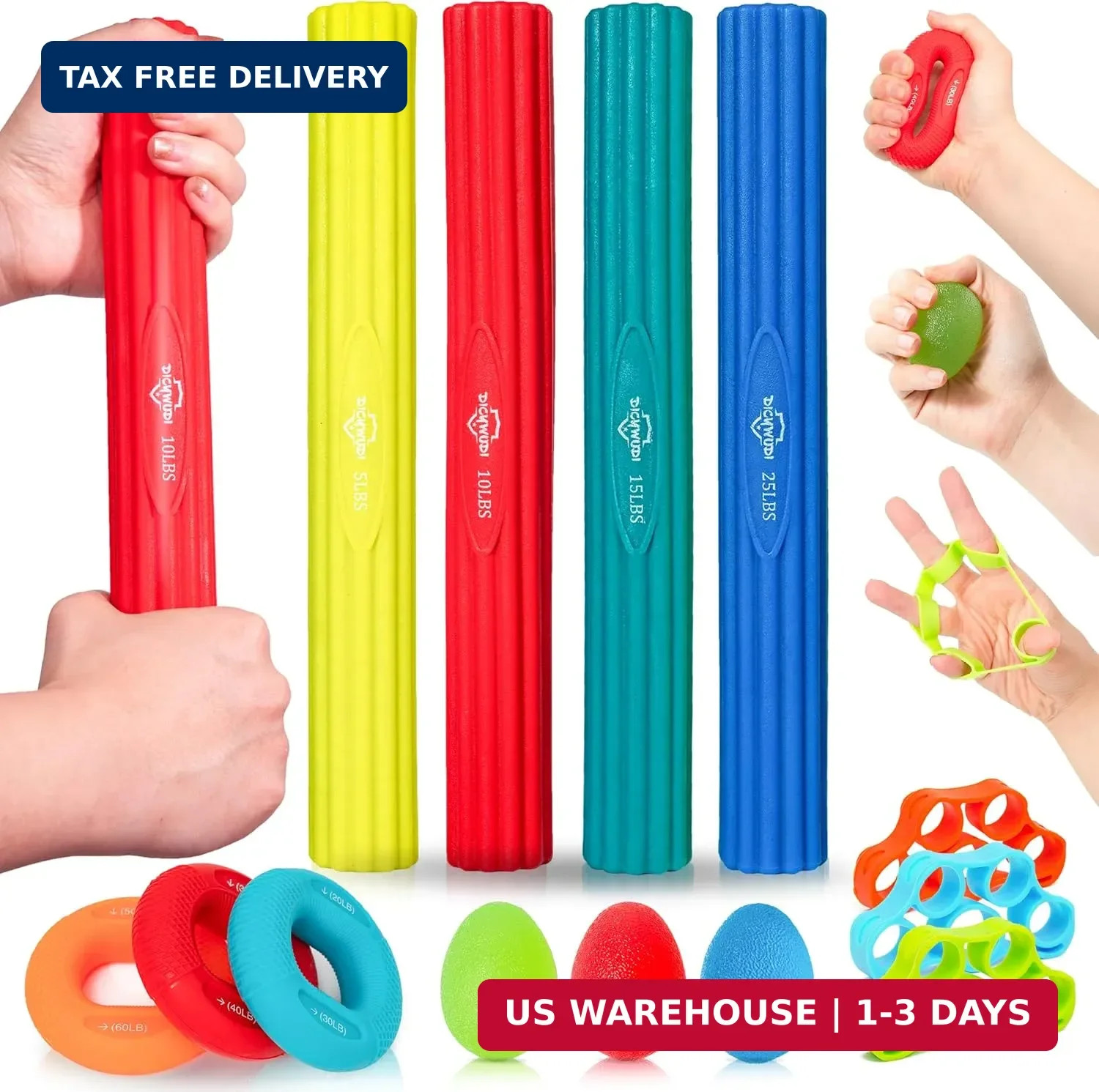 DICYWUDI Flex Therapy Bar and Grip Strength Trainers Set, Physical Therapy & Res