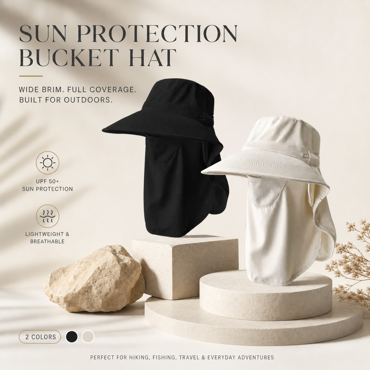 Fishing Hat UV Sun Protection Wide Brim Hat w/ Face Cover & Neck Flap Unisex USA
