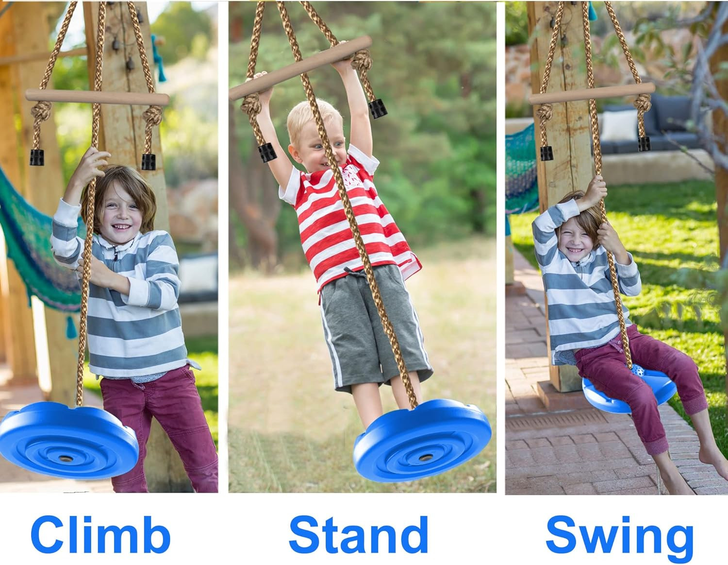 Disc Swing for Kids, Swing Set Accessories, 7FT Height Adjustable Gym Monkey Bar