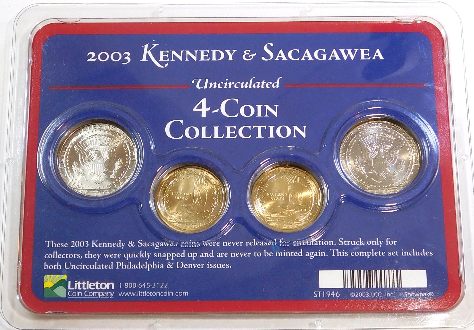 2003 P & D Uncirculated Kennedy & Sacagawea 4-Coin Collector's Edition #JS58