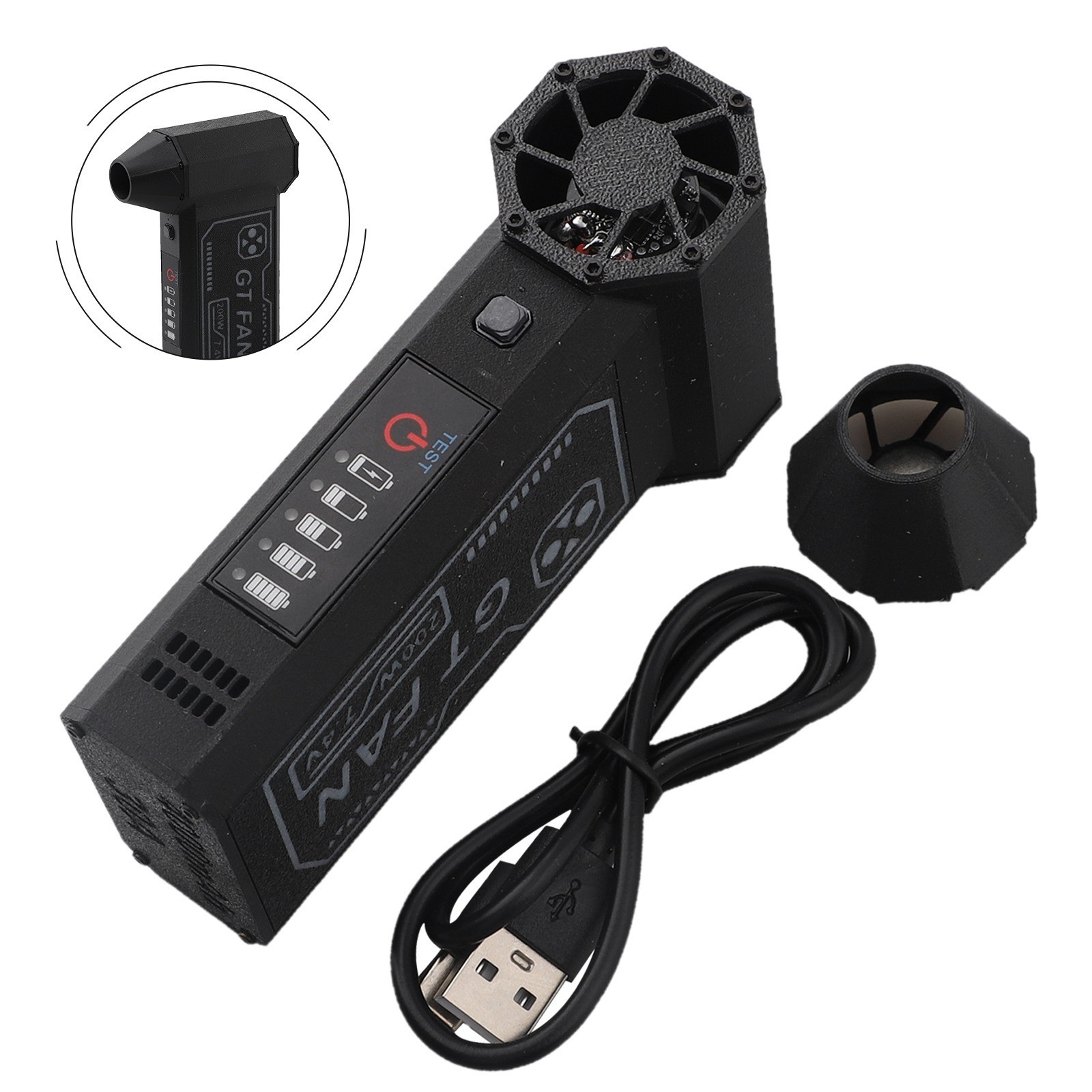 Lightweight Portable Fan with 140000RPM Motor and Easy Battery Power Monitoring