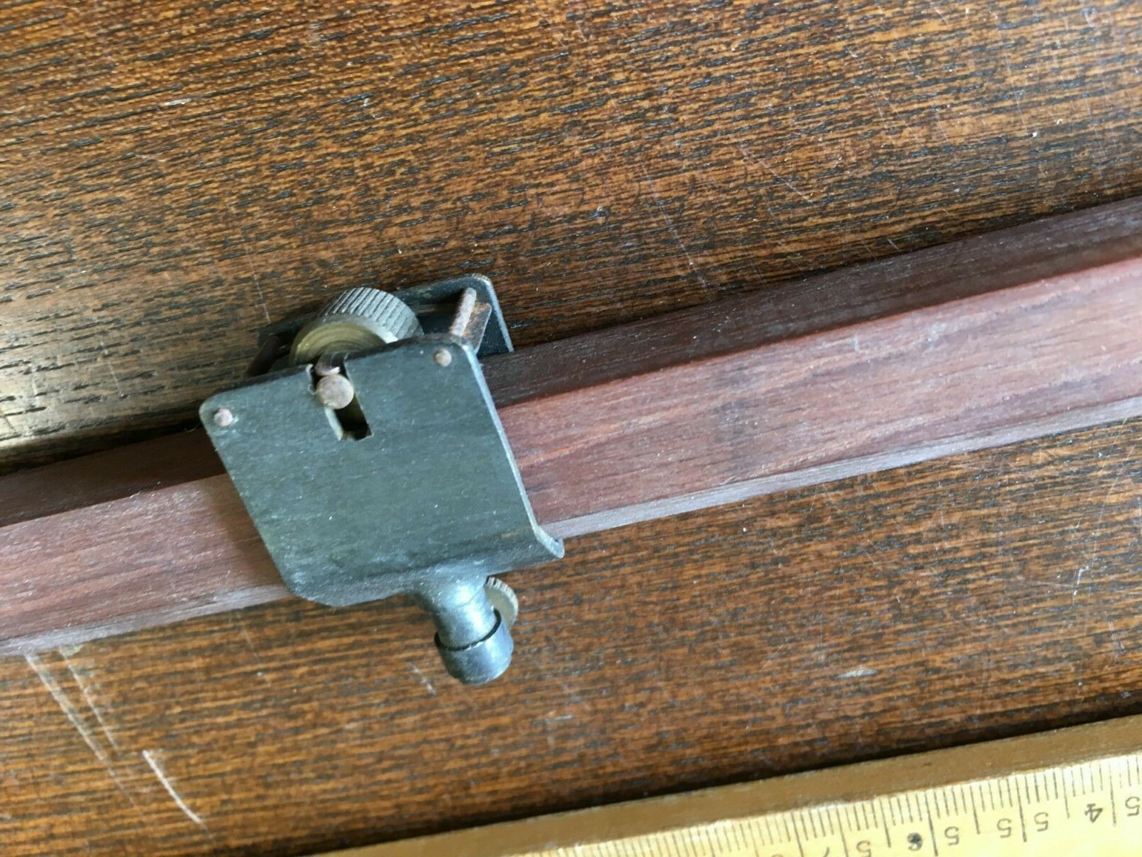 Antique / Vintage Wooden Compass Beam / Trammel in Original Box - L.A.M. B1370