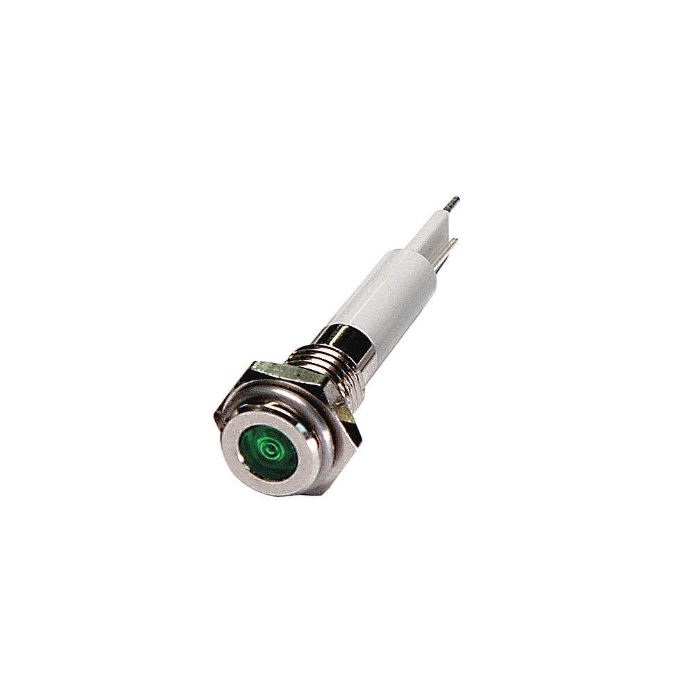 GRAINGER APPROVED 24M039 Flush Panel Light, Green, 24 V DC 24M039