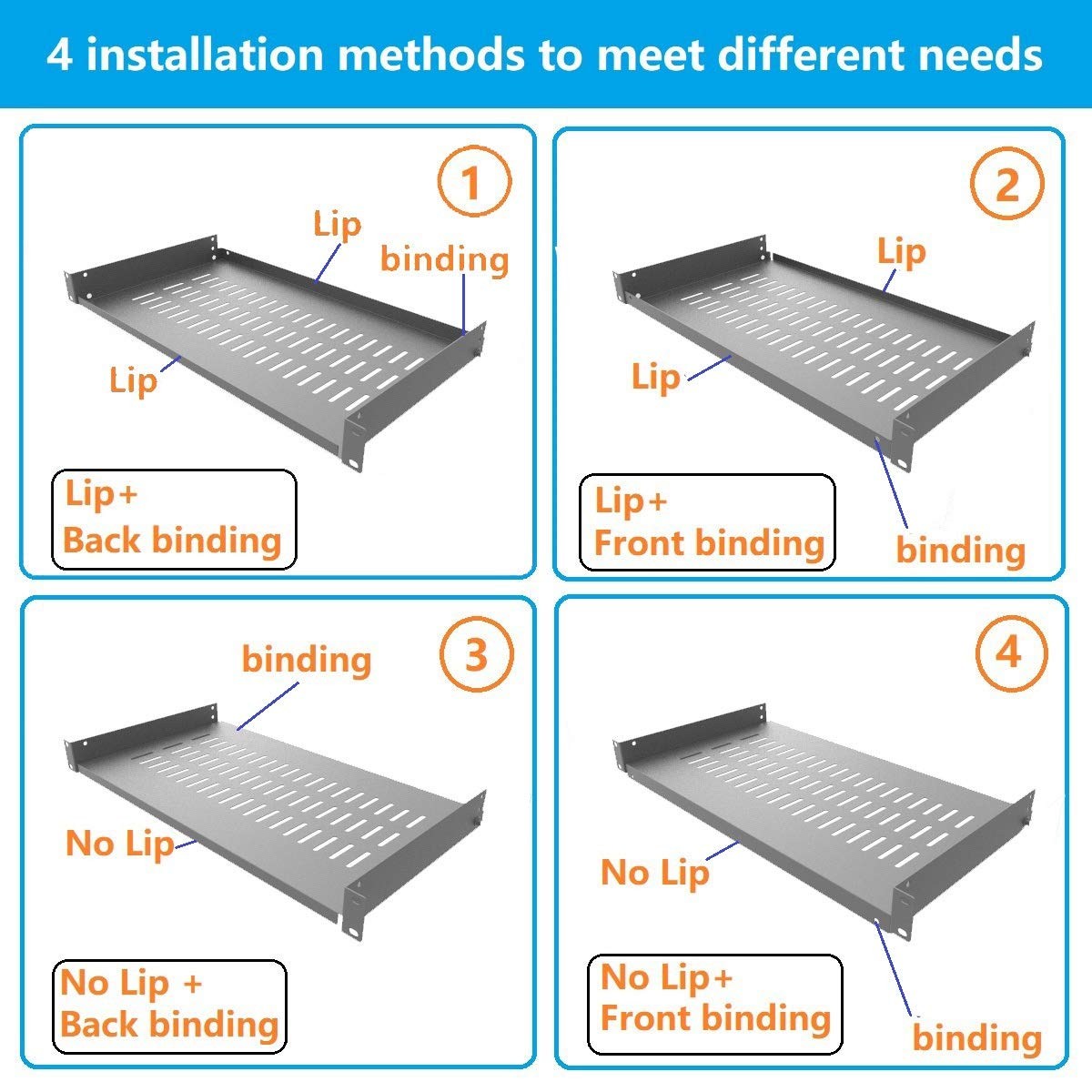 Jingchengmei 1U Vented Cantilever Server Rack Mount Shelf 10" Depth