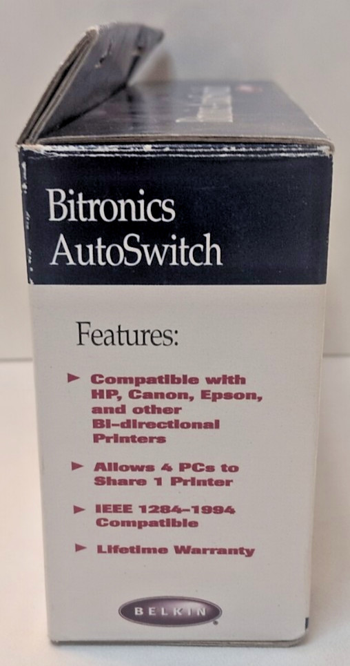 Belkin Bitronics AutoSwitch F1U124, 1EEE1284 Parallel Printer, Free Shipping