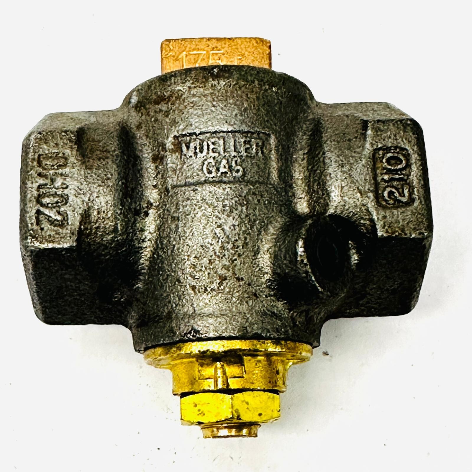 1" MUELLER GAS METER VALVE BLACK IRON BODY BRASS LOCK