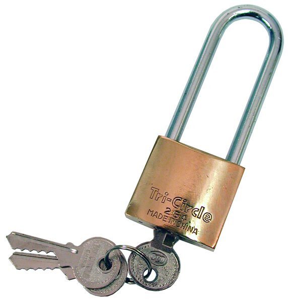 LONG SHACKLE BRASS BODY PADLOCK WITH 3 KEYS