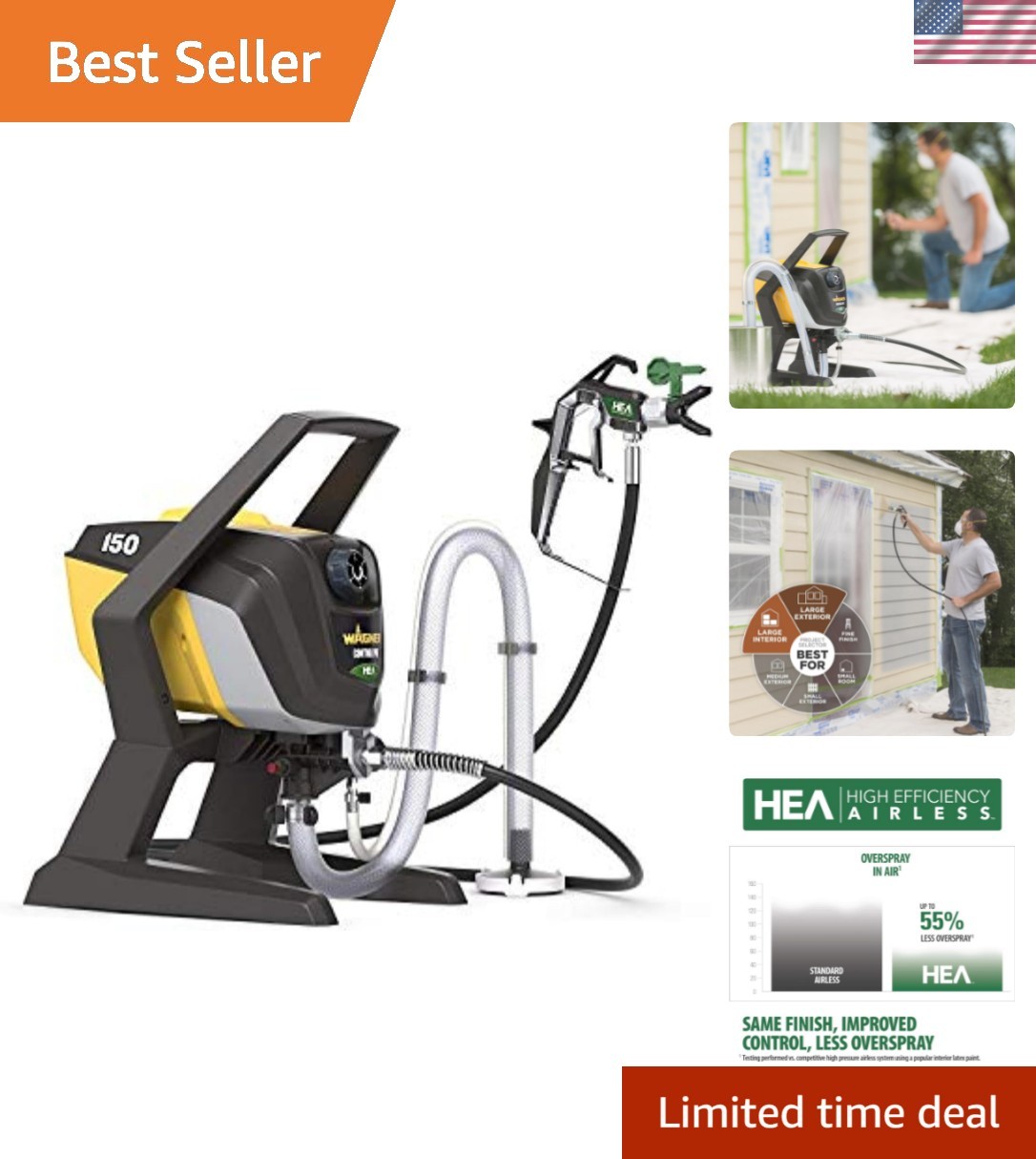 Professional-Quality Paint Finish: Control Pro 150 Airless Sprayer with HEA Tech