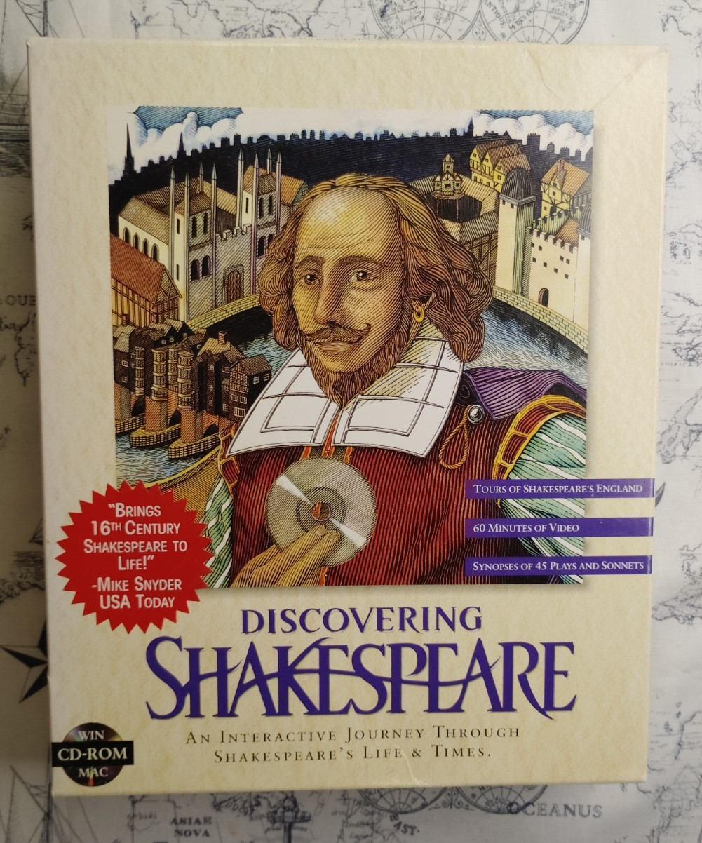 Discovering Shakespeare 1995 PC Mac CD-ROM Software Big Box Windows 3.1