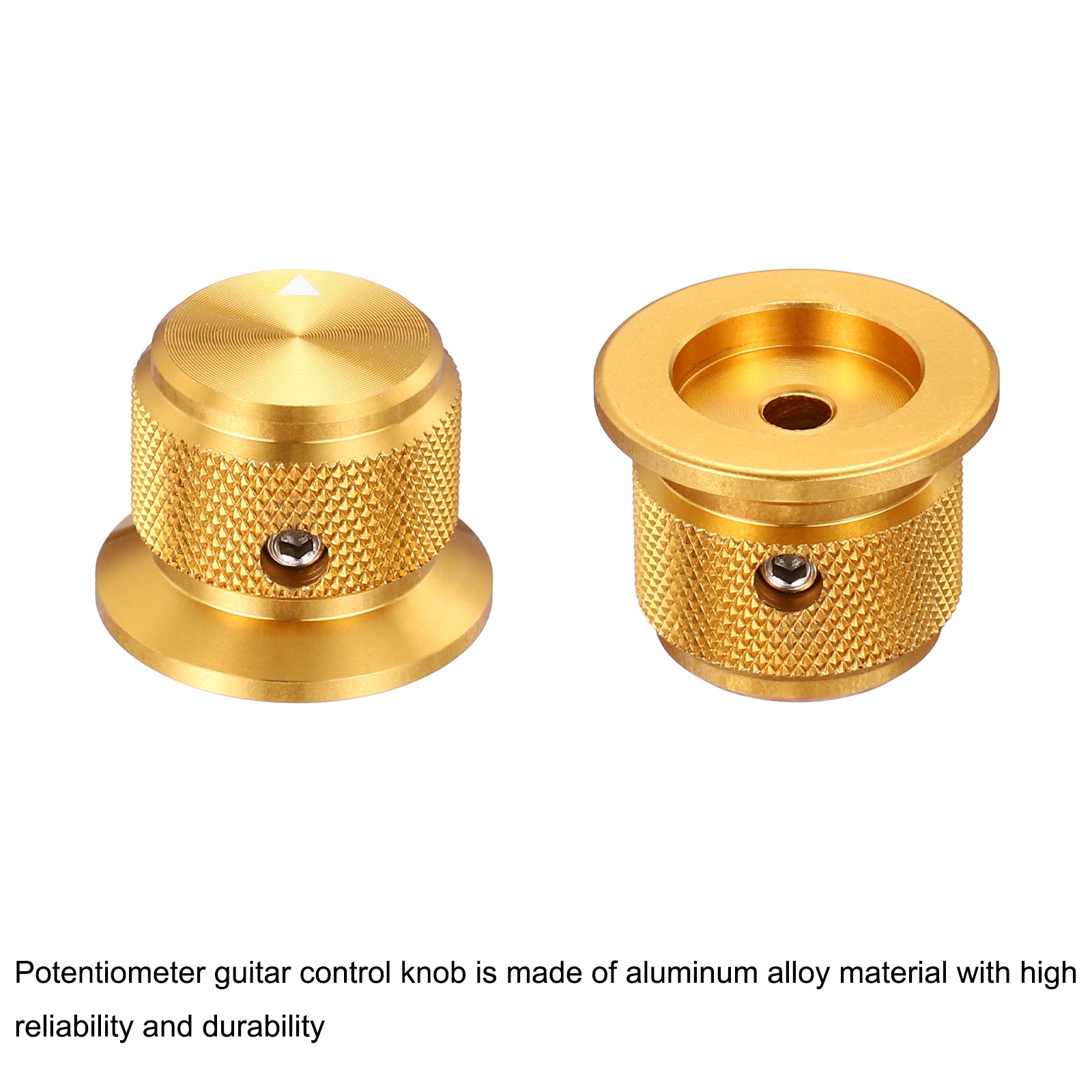 4 Pcs Aluminium Potentiometer Knobs 3/16" (4mm) Volume Tone Control 3/4" Gold