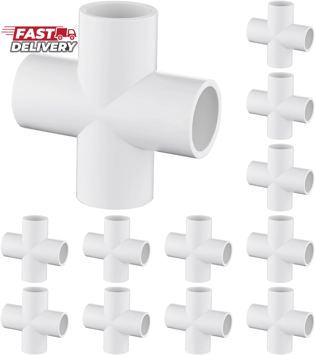 12 Pack 3/4" Cross PVC Fitting Connector, 4-Way Cross Furniture Grade Elbow Fitt