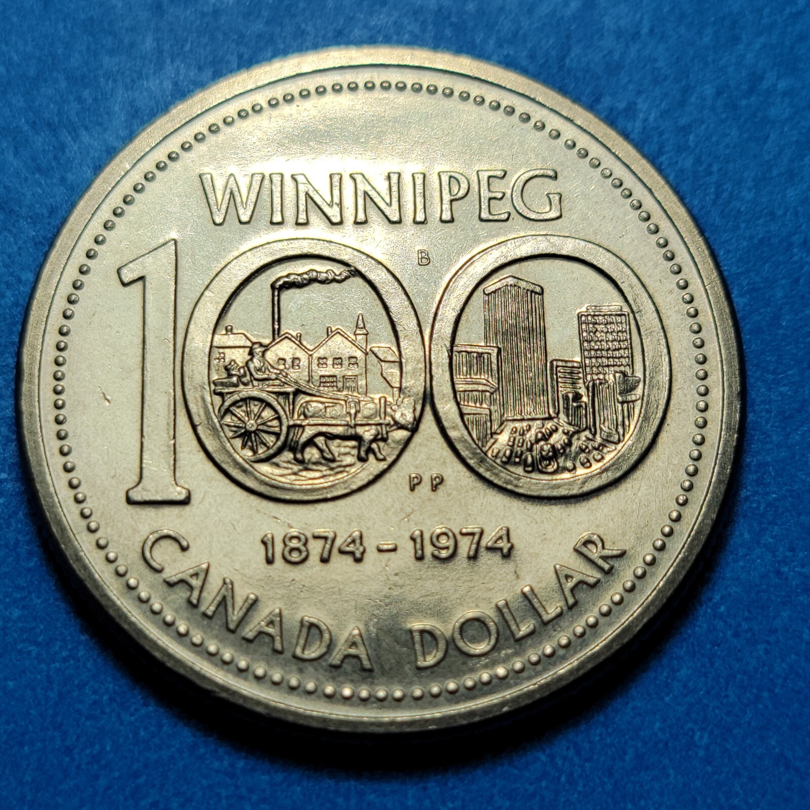 1874-1974 Winnipeg 100 Years CANADA Nickel DOLLAR Coin *COMBINED SHIP