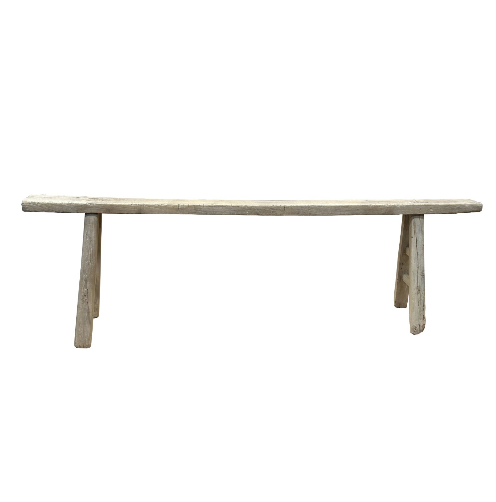 Raw Rough Wood Grain Rectangle Long Slim Stool Bench Side Table ws4641
