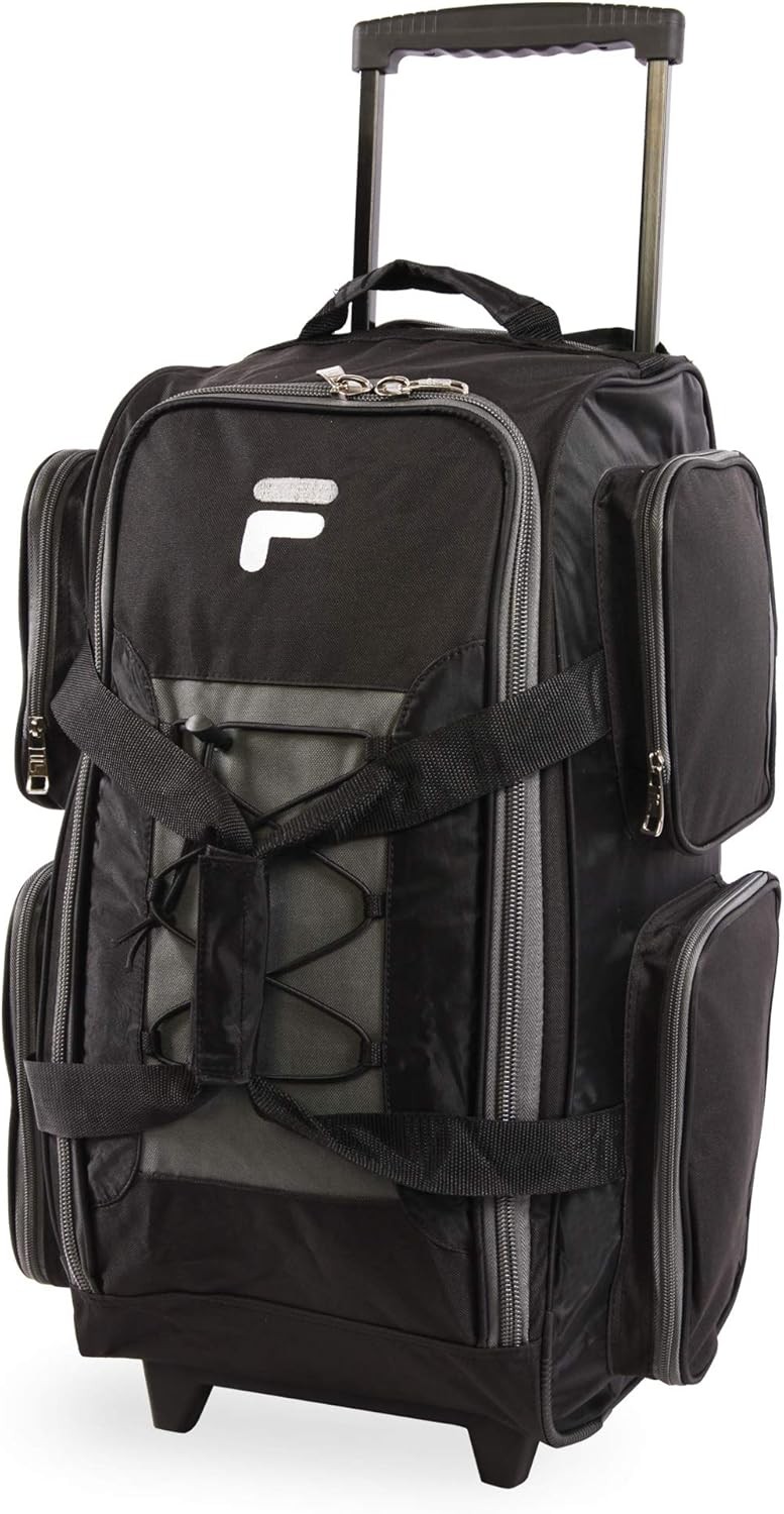 22" Lightweight Carry On Rolling Duffel Bag, Black