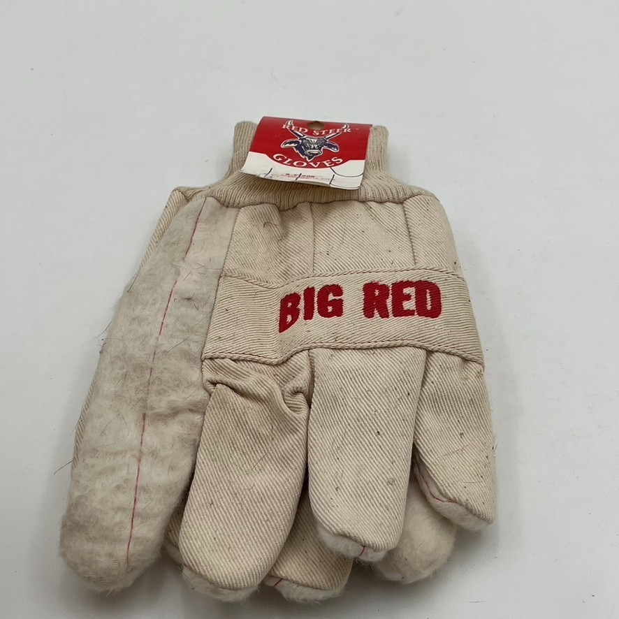 Vtg Red Steer Glove Company Gloves Work Double Palm Big  Red Lined Large W/ Tags