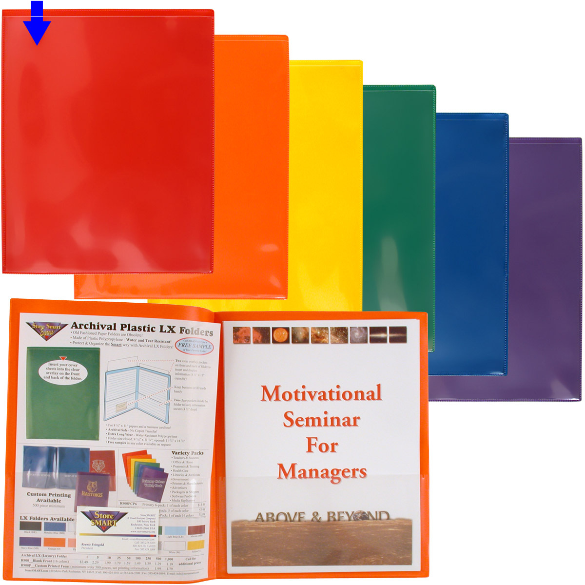 StoreSMART Plastic Archival Folders Primary Colors 6pk: 6 Bright Colors R900PCP6