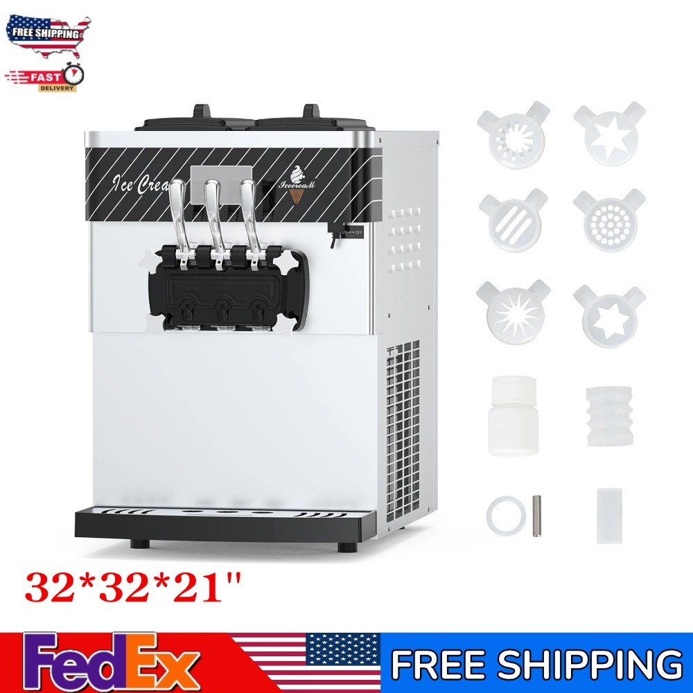 Automatic Ice Cream Maker -5.8to8 gal/ Hour LCD Panel Auto Clean Stainless Steel