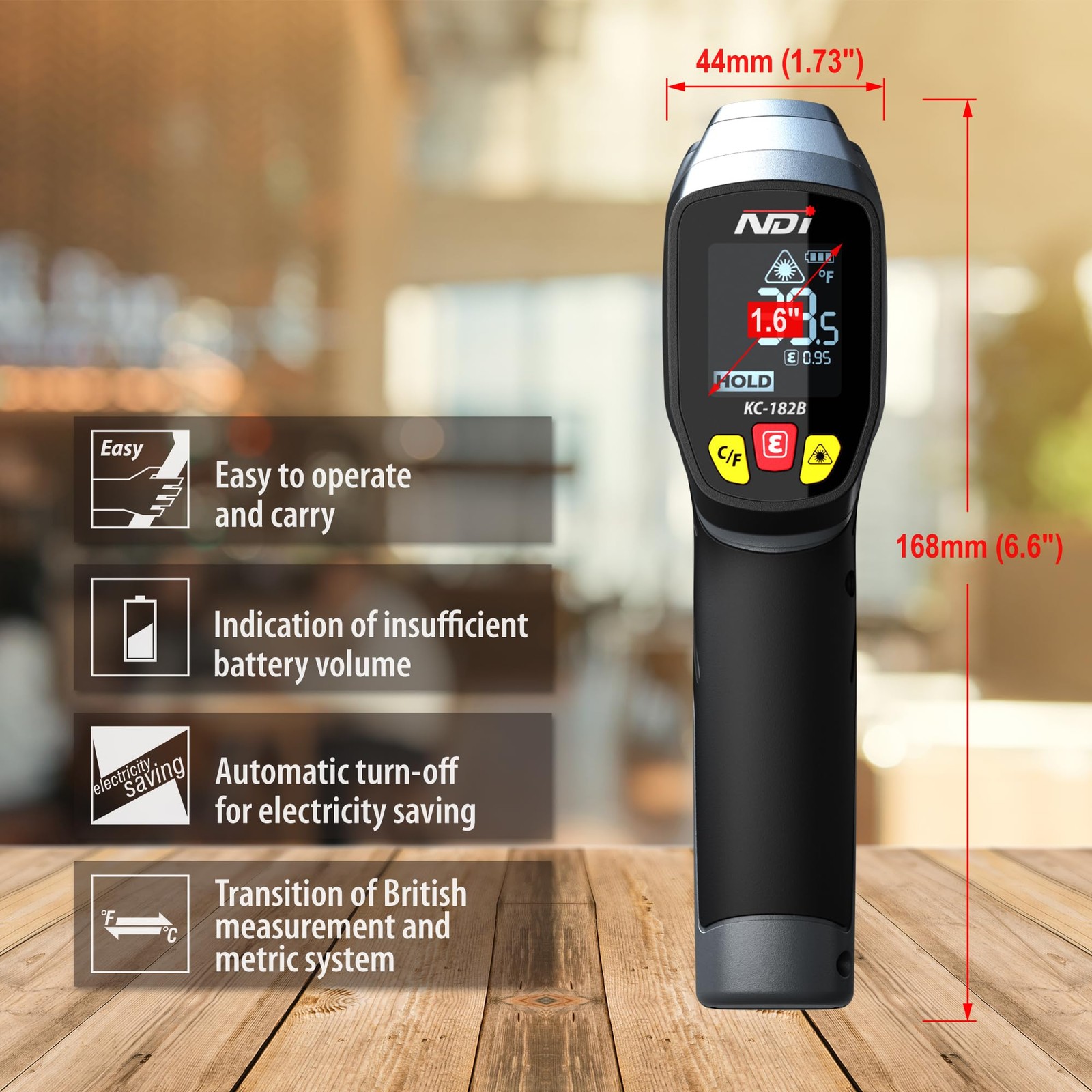 Thermometer Temperature -58℉～1202℉, Digital Laser Surface Temp Reader for Coo...