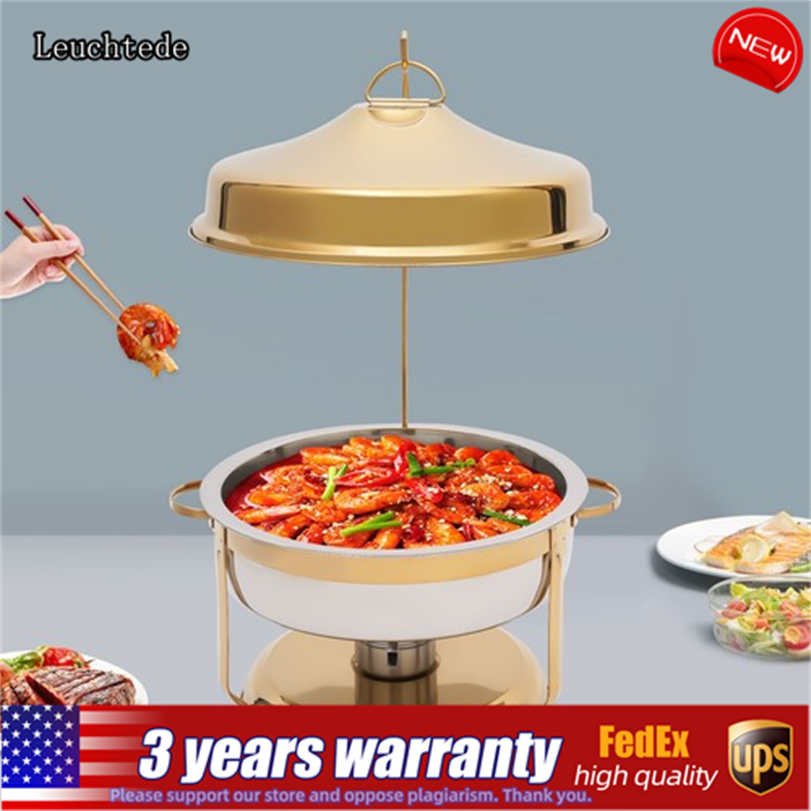 9L Buffet Chafing Dish Stainless Steel Buffet Server Food Warmer w/ Top Lid