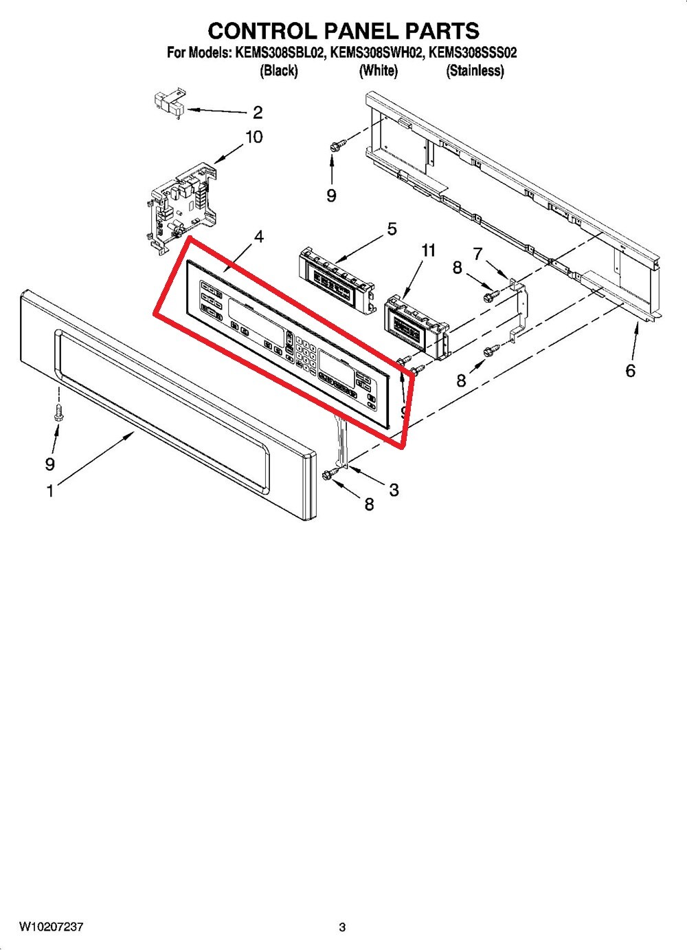 Genuine KITCHENAID Oven Micro Touch Panel ONLY # 8303882 (Board not included)