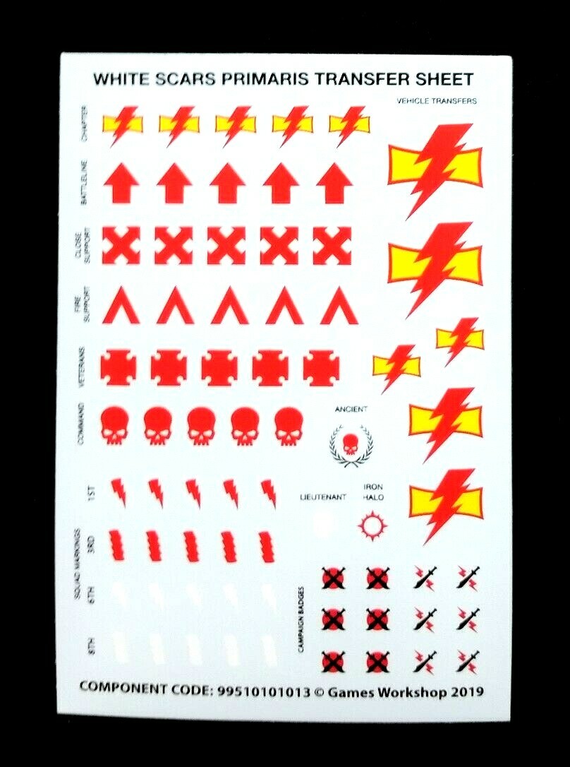 Primaris White Scars Transfer Sheet Upgrades Decals Warhammer 40K Space Marines