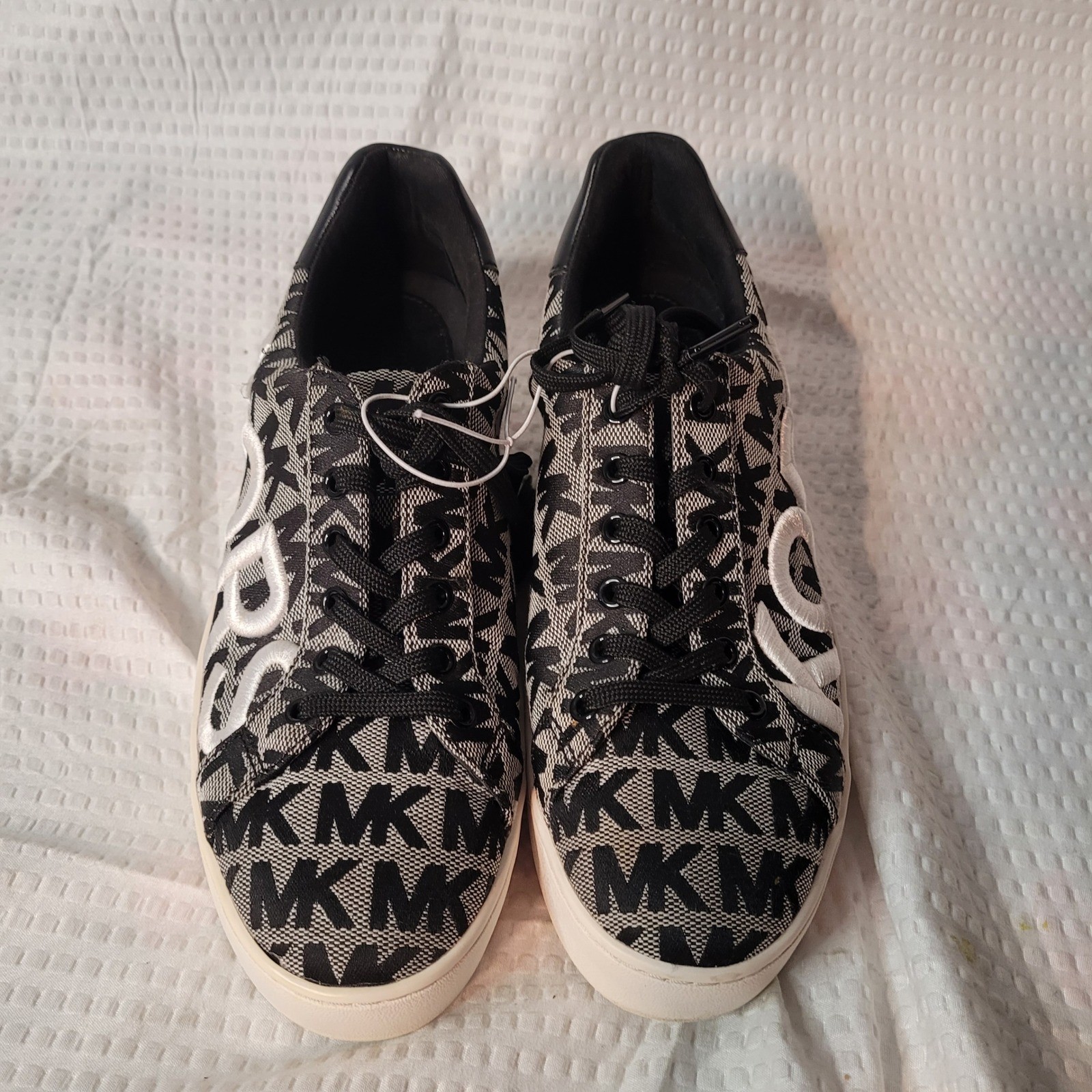 Michael Kors MK Monogram Black White Platform Sneakers SG21C Womens 7.5M