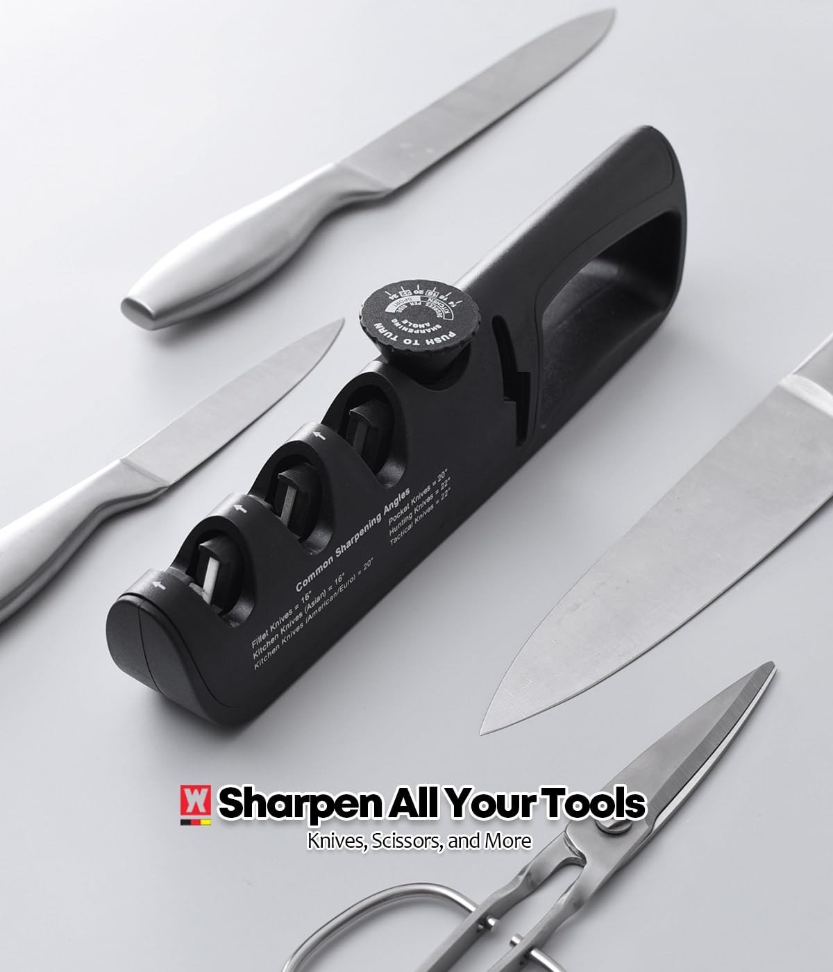 Wagensteiger Handheld Knife & Scissors Sharpener with Adjustable Sharpening A...