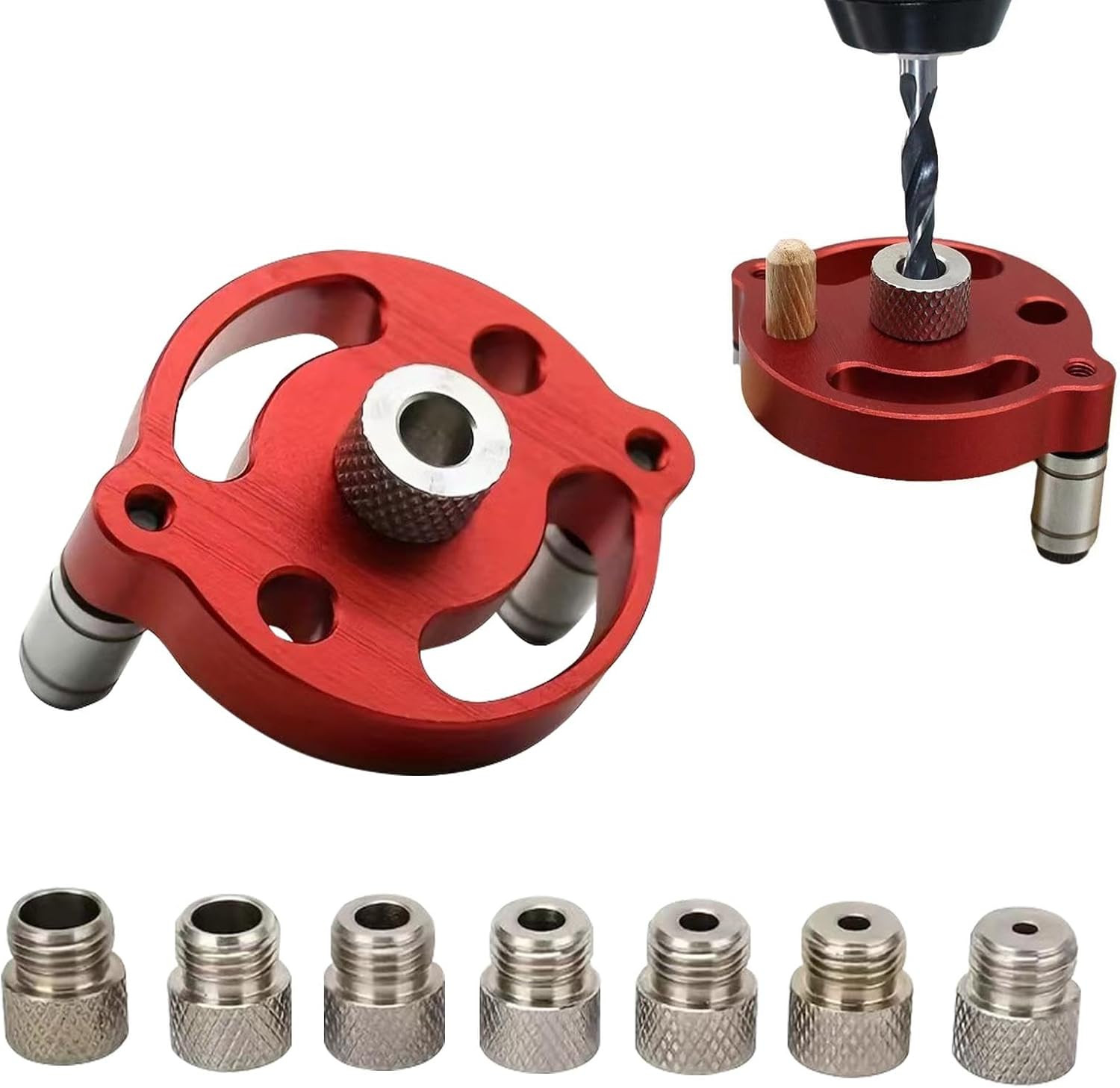 Drill Guide Locator Vertical Self Centering Dowel Jig Kit Bushings Woodworking