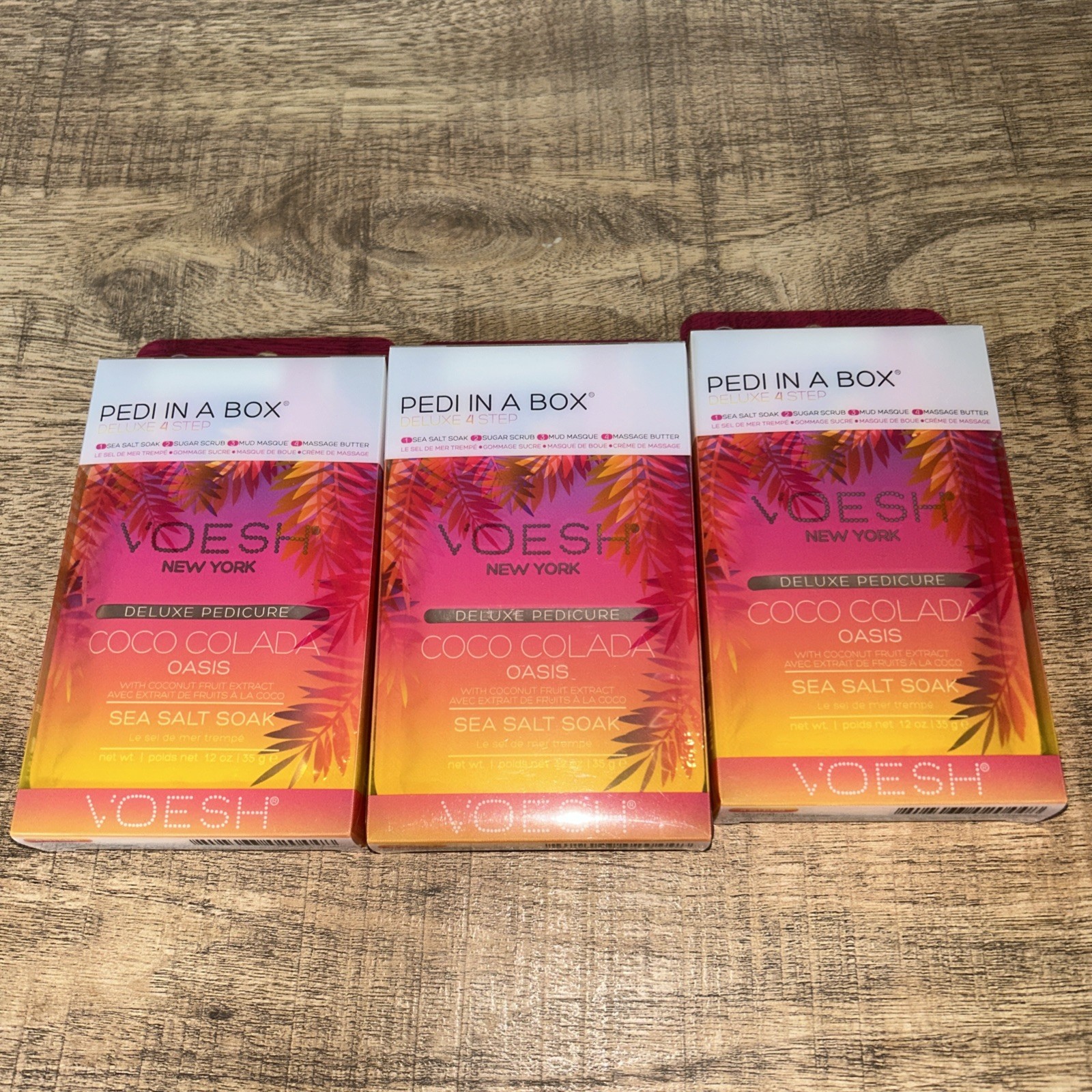 Voesh Pedi In A Box Deluxe 4 Step Pedicure Vitamin (Pack Of 3) coco colada oasis