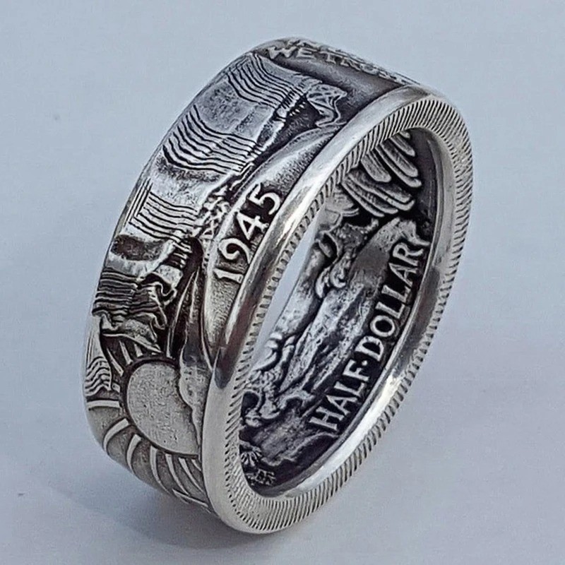 Silver Dollar Coin Ring Handmade Crafted Rare Silver Morgan Men Rings - Free USA