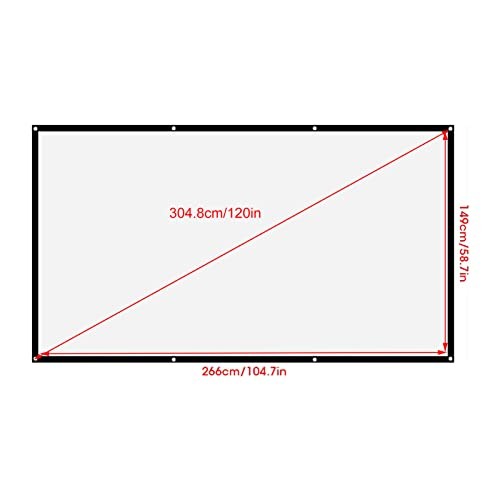 120 inch Projector Screen, 16:9 Foldable Portable Projection Screen, Non