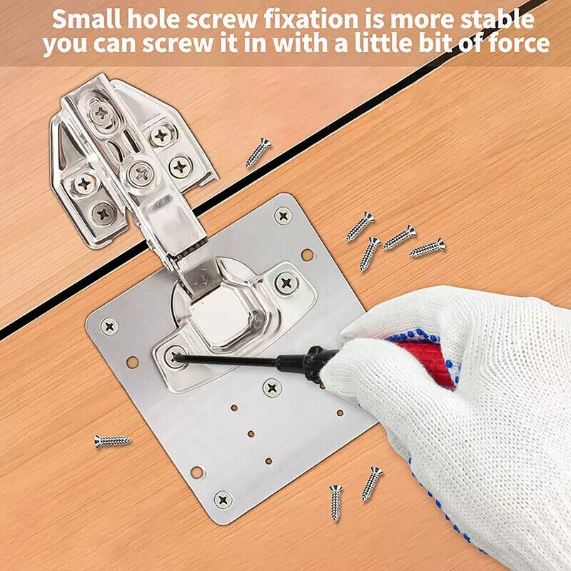 Hinge Repair Plate for Cabinet Door, 4x Stainless Steel Hinge Repair Bracket Kit