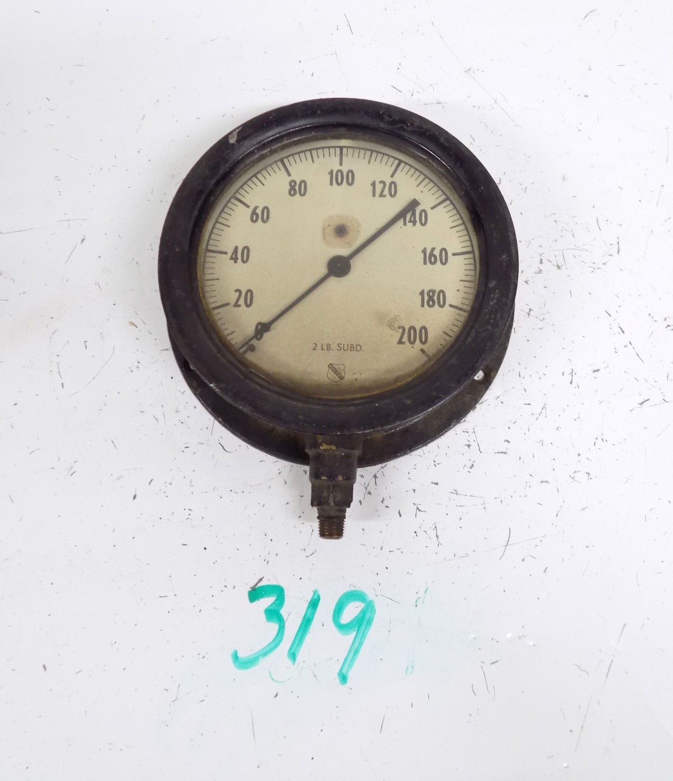 Ashcroft Pressure Gauge Steampunk 7" diameter 2 LB. SUBD.   0-200