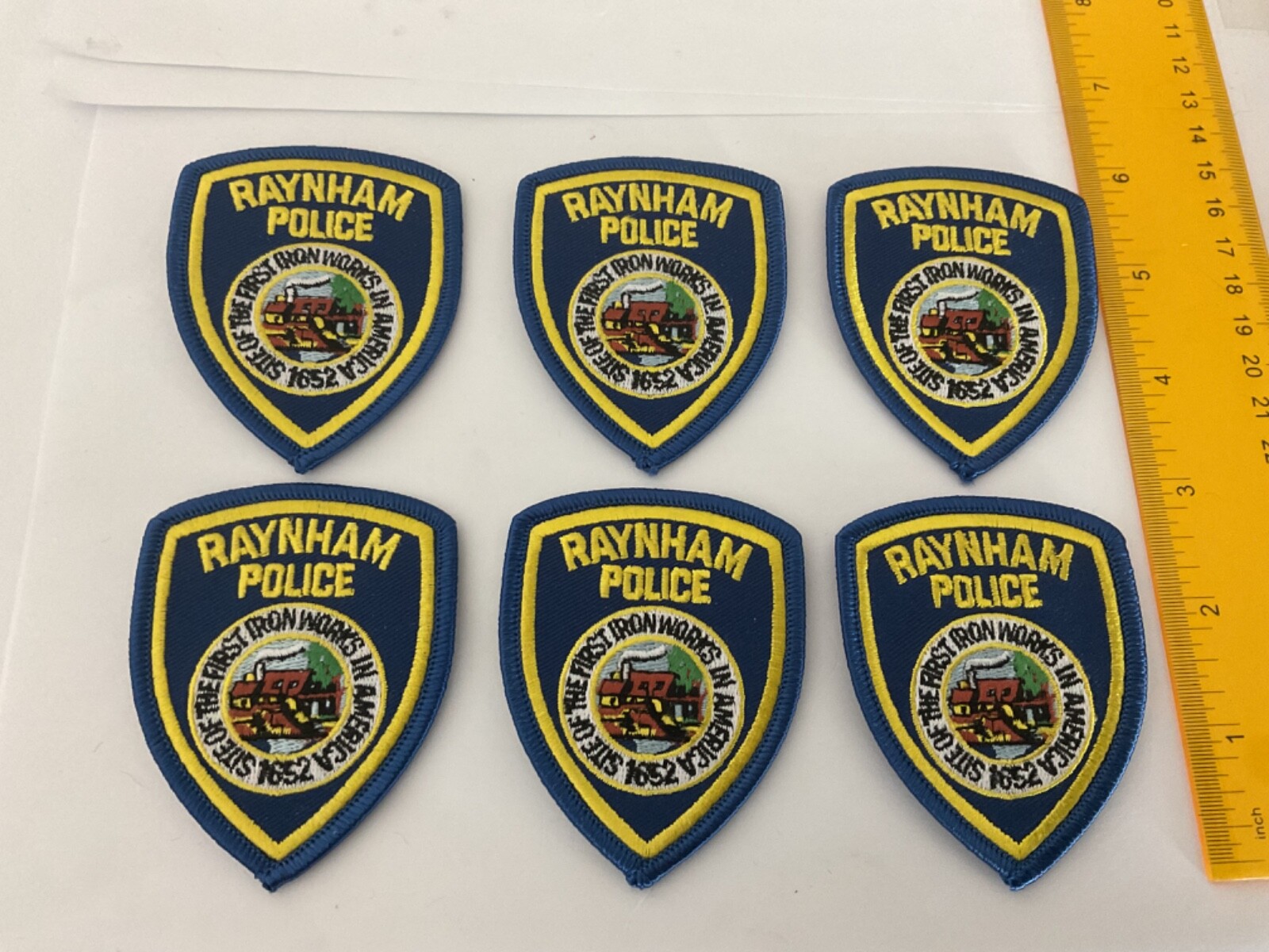 Raynham Police collectors hat patch set Massachusetts 6 pieces hat  size