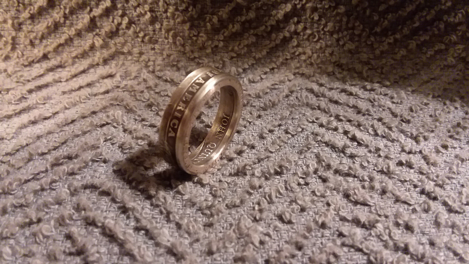 2008  Handcrafted 1 Dollar Coin Ring  Size 8 John Q Adams