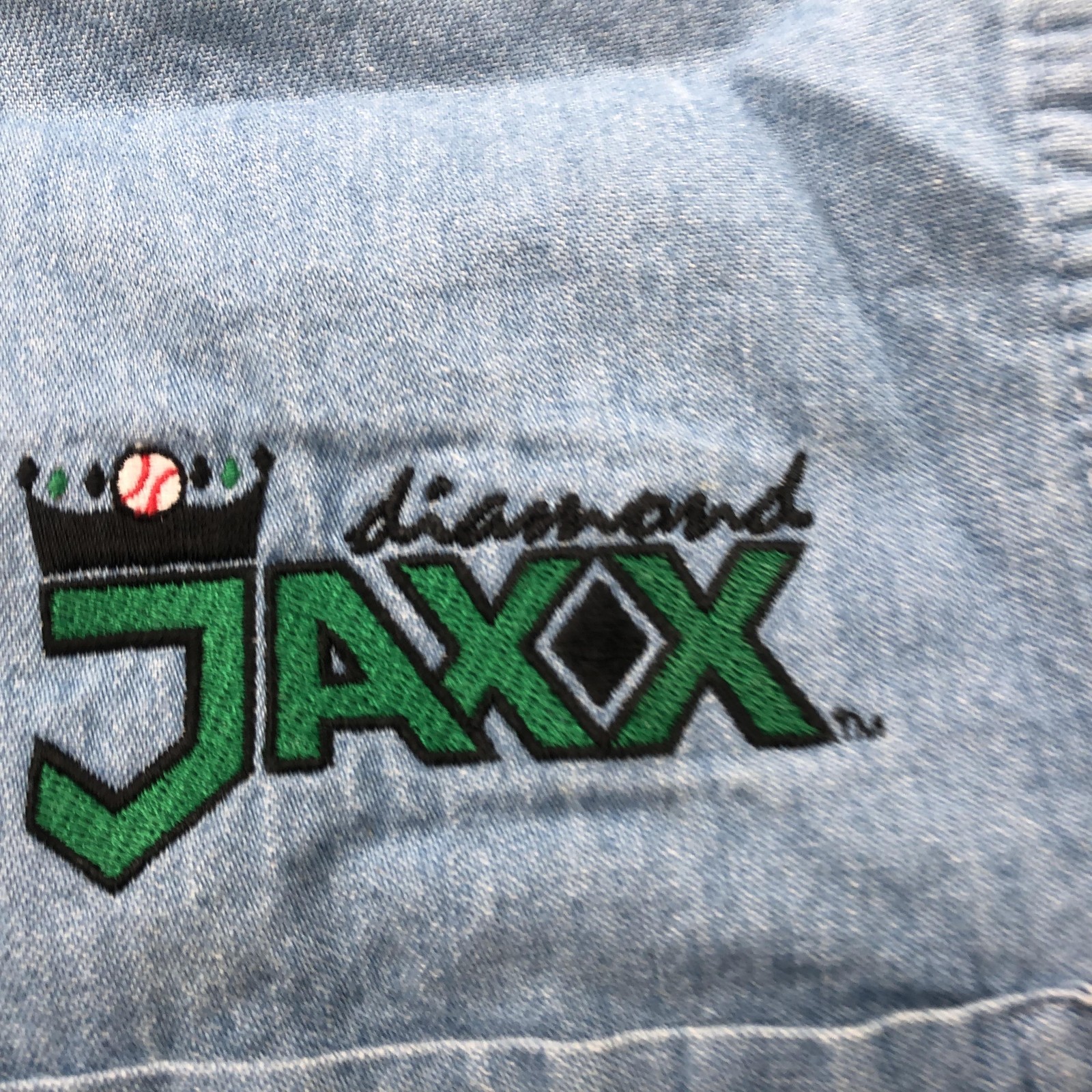 Vintage Diamond Jaxx Shirt Womens Medium Denim Light Blue MILB Baseball Button