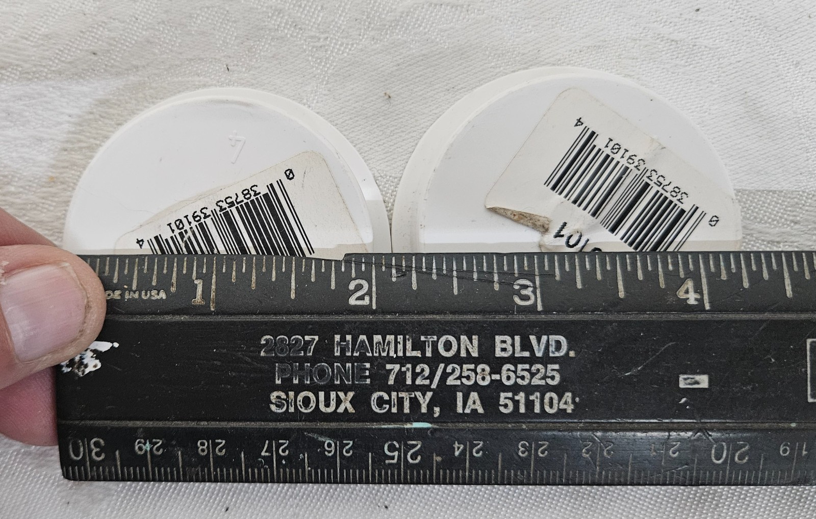 PAIR Oatey 33461 Knock-Out 2" Test Cap w Barcode 2 in Connection ABS White