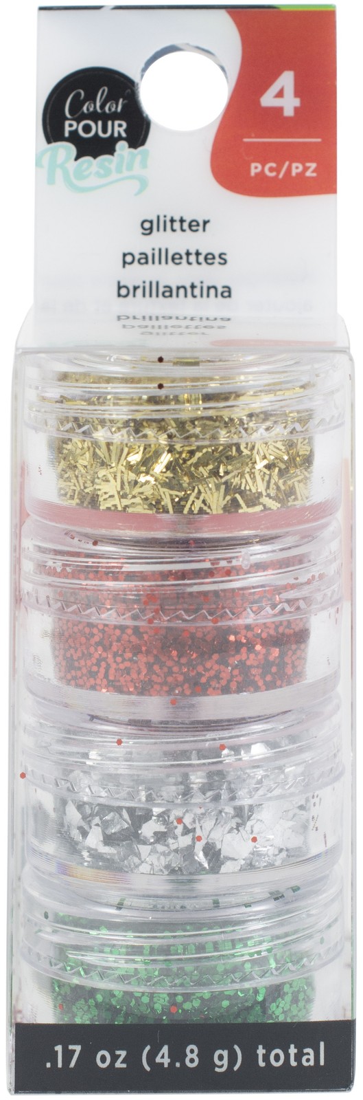 American Crafts Color Pour Mix-Ins 4/Pkg-Holiday Glitter - 3 Pack