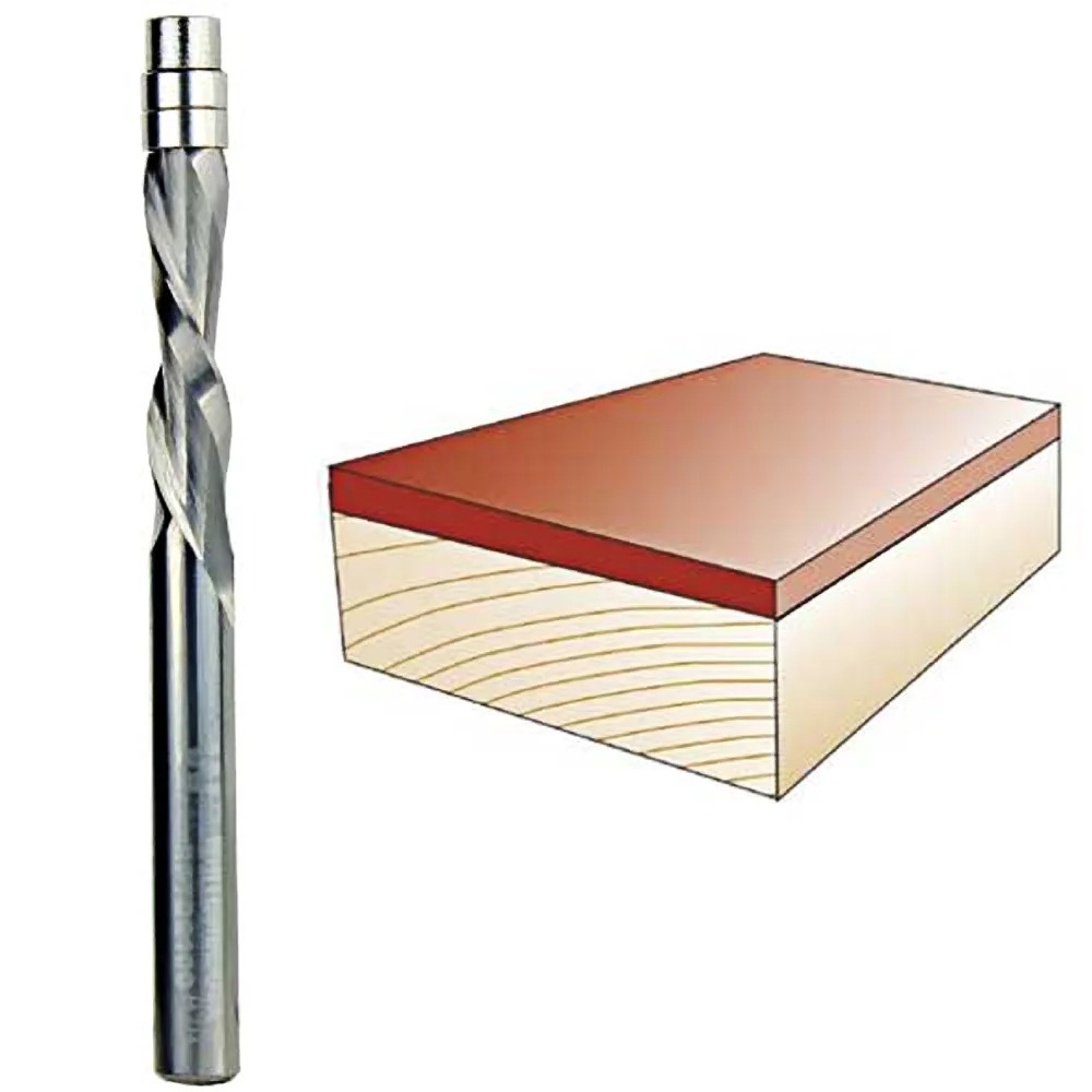 Whiteside Spiral Downcut Flush Trim Bit, 1/4 in. SH x 1/4 in. CD x 1 in. CL