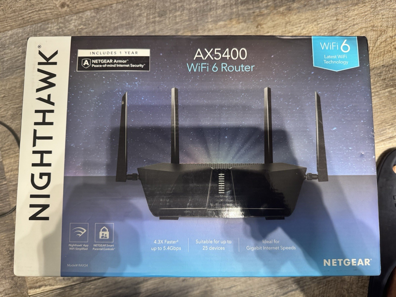 Netgear RAX50-100NAR Nighthawk 6-Stream AX5400 WiFi 6 Router - Black