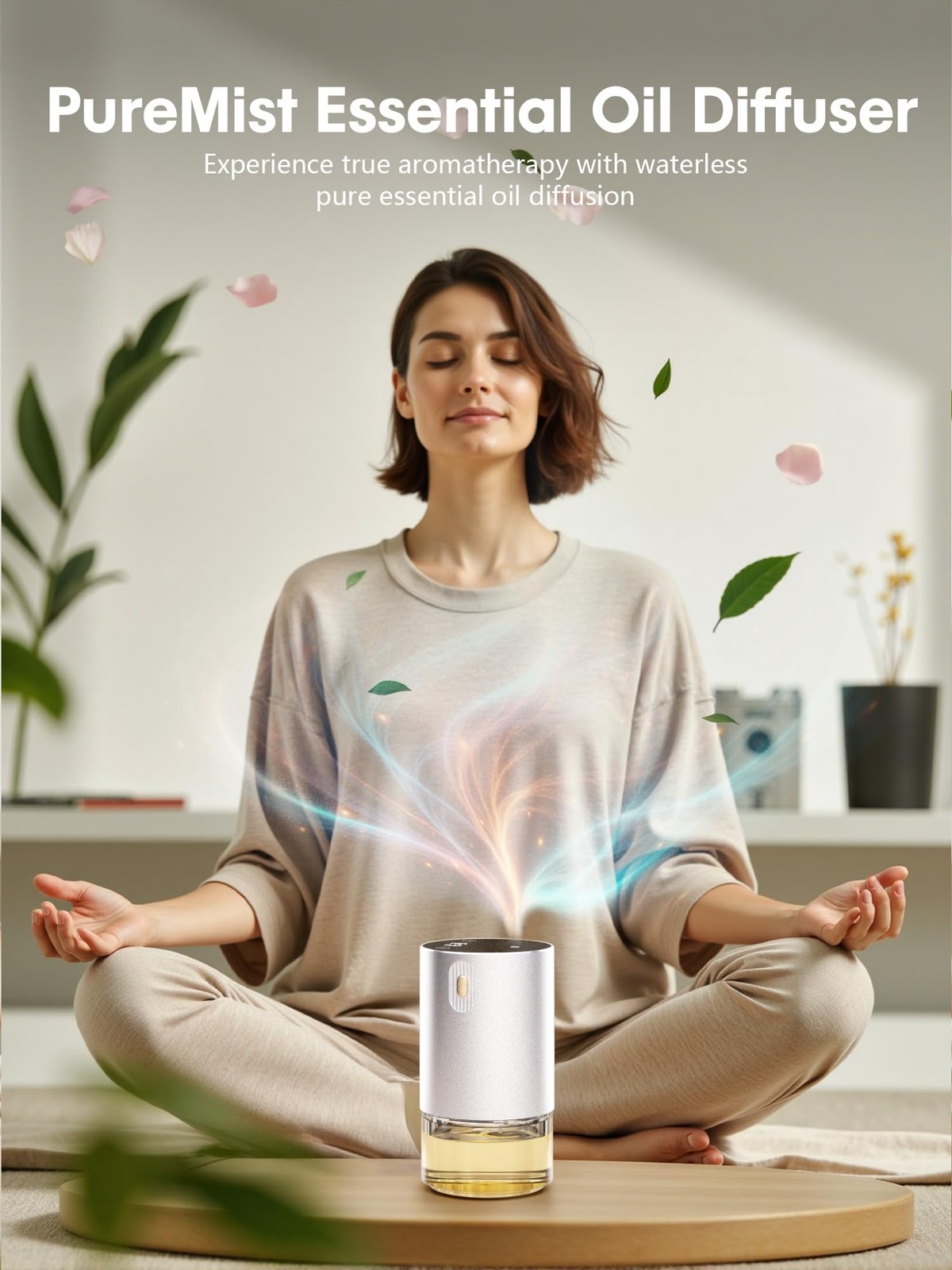 Waterless Essential Oil Diffuser, Rechargeable Aromatherapy Scent Silver