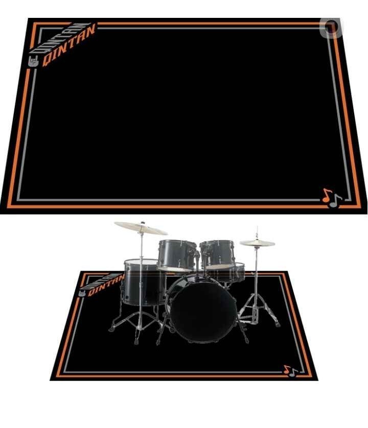 Qintan Drum Rug, Mat with 5'3" x 3'11" (Rectangular), Orange & Gray