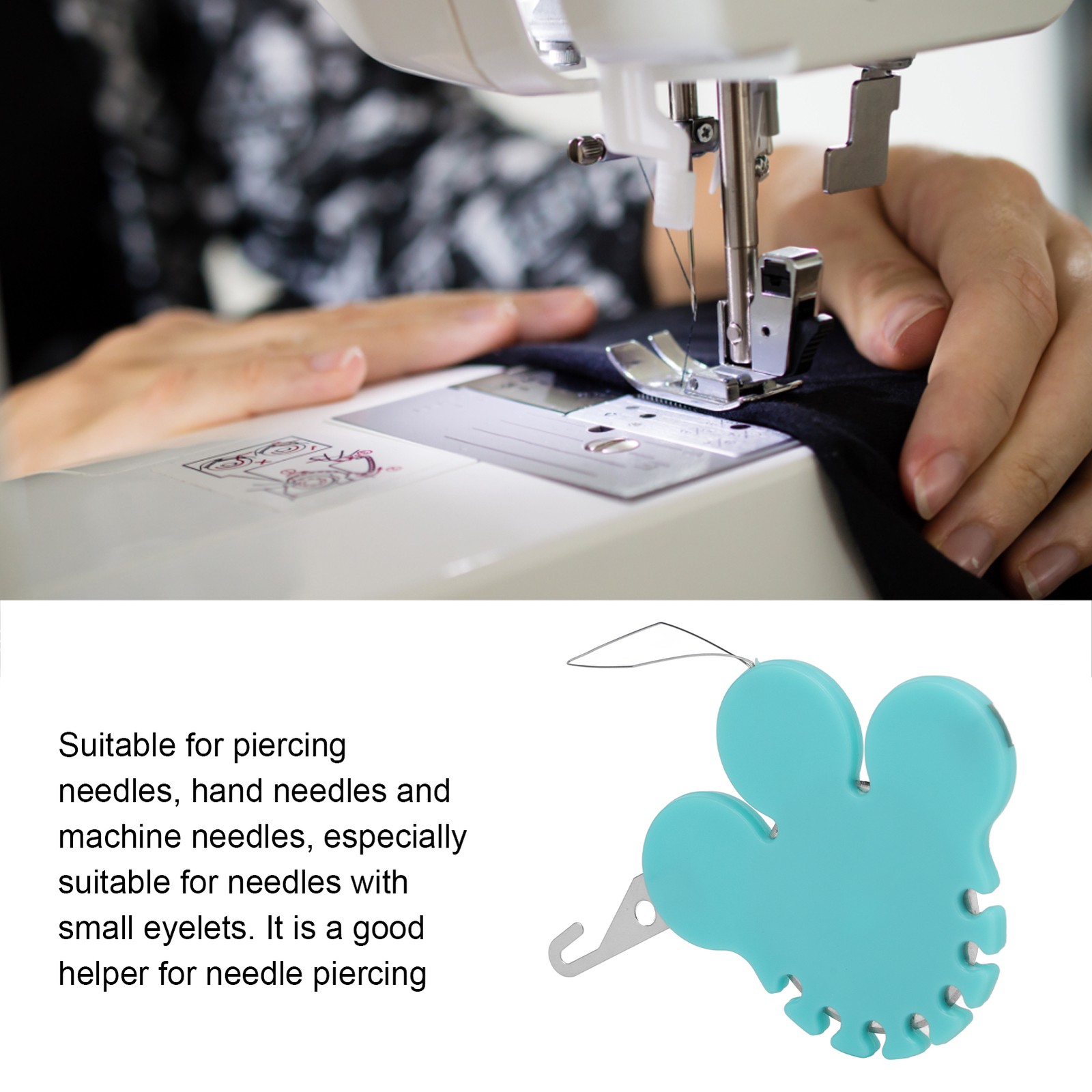 4 In 1 Needle Threader Wear Resistant Material Sewing Needle Threader(Blue )