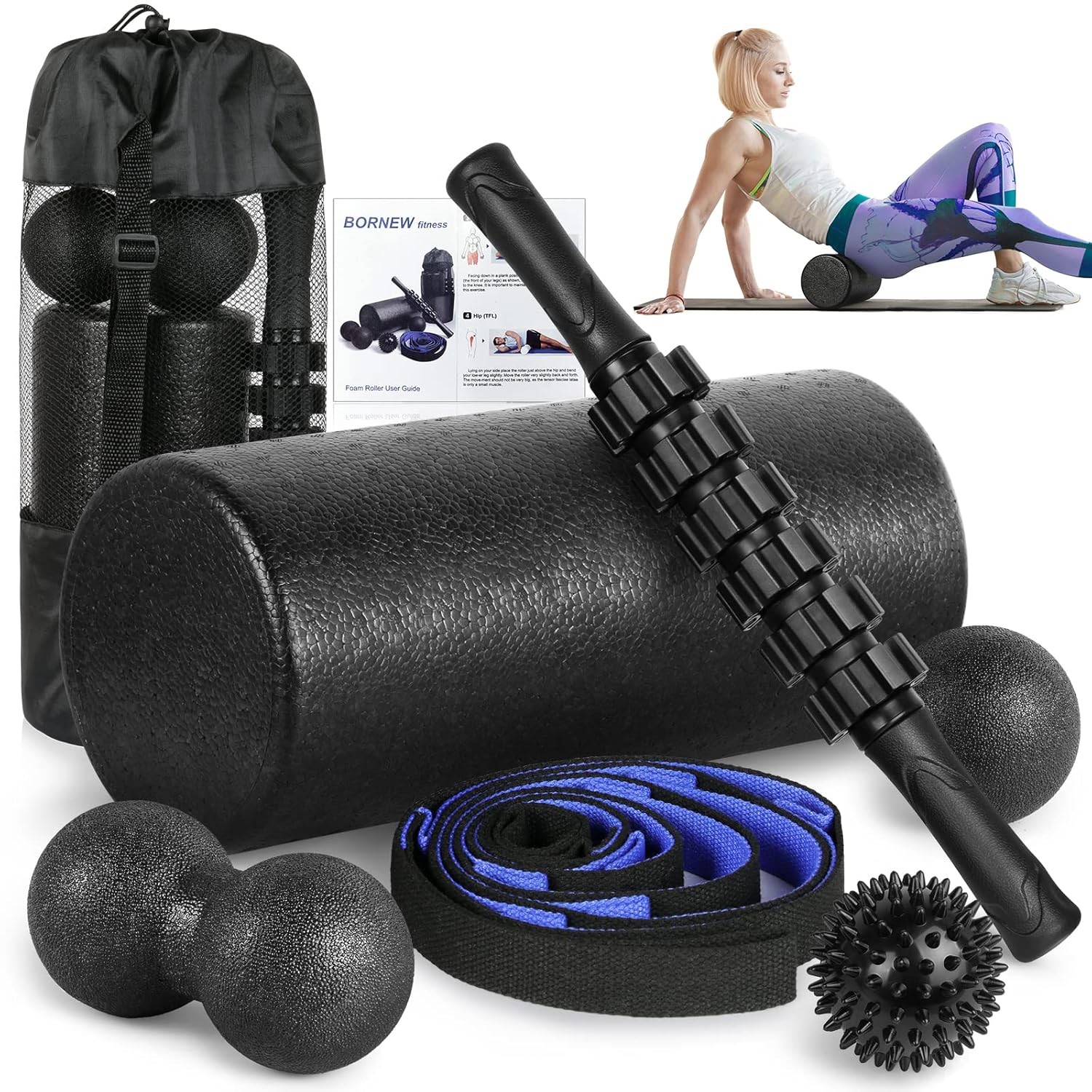 Foam Roller Set High Density Back Roller Muscle Roller Stick Foot Fasciitis